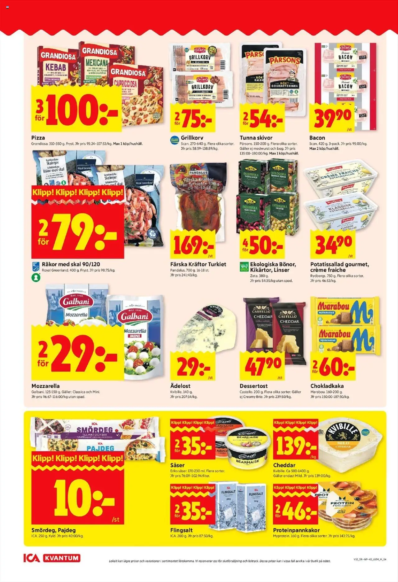 ICA Kvantum reklamblad aktuell från 04.08.2025 | Sida: 4 | Produkter: Linser, Potatissallad, Kräftor, Cheddar