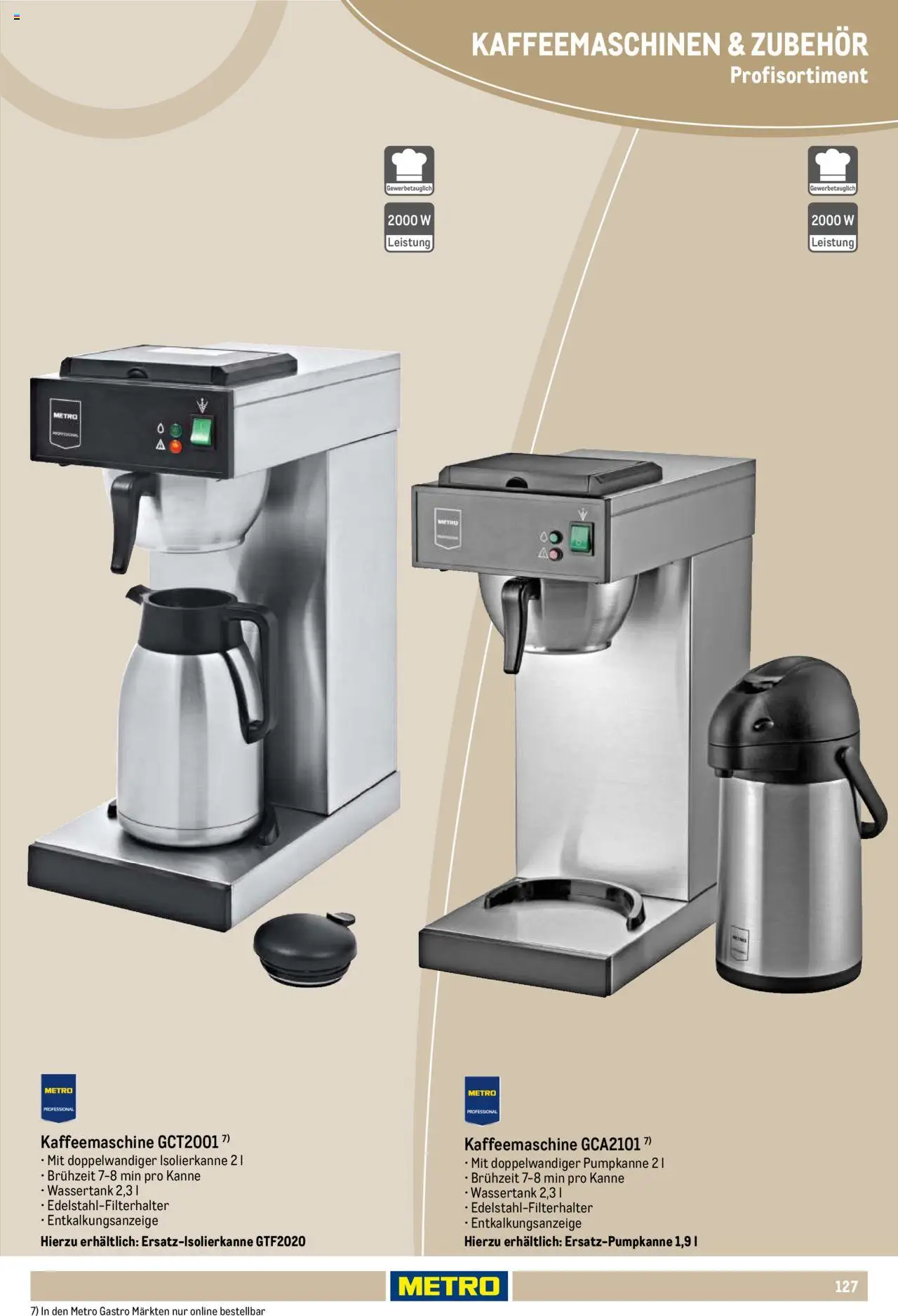 Metro Non Food Sortiment – gültig ab 01.10.2025 | Seite: 127 | Produkte: Kaffeemaschine