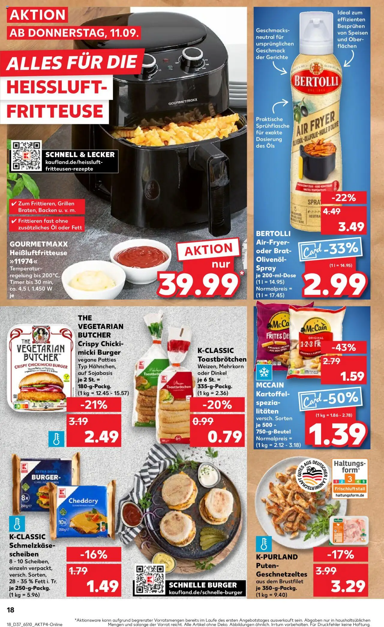 Kaufland prospekt Köln	 – gültig ab 11.09.2025 | Seite: 18 | Produkte: Öl, Burger, McCain, Heißluftfritteuse