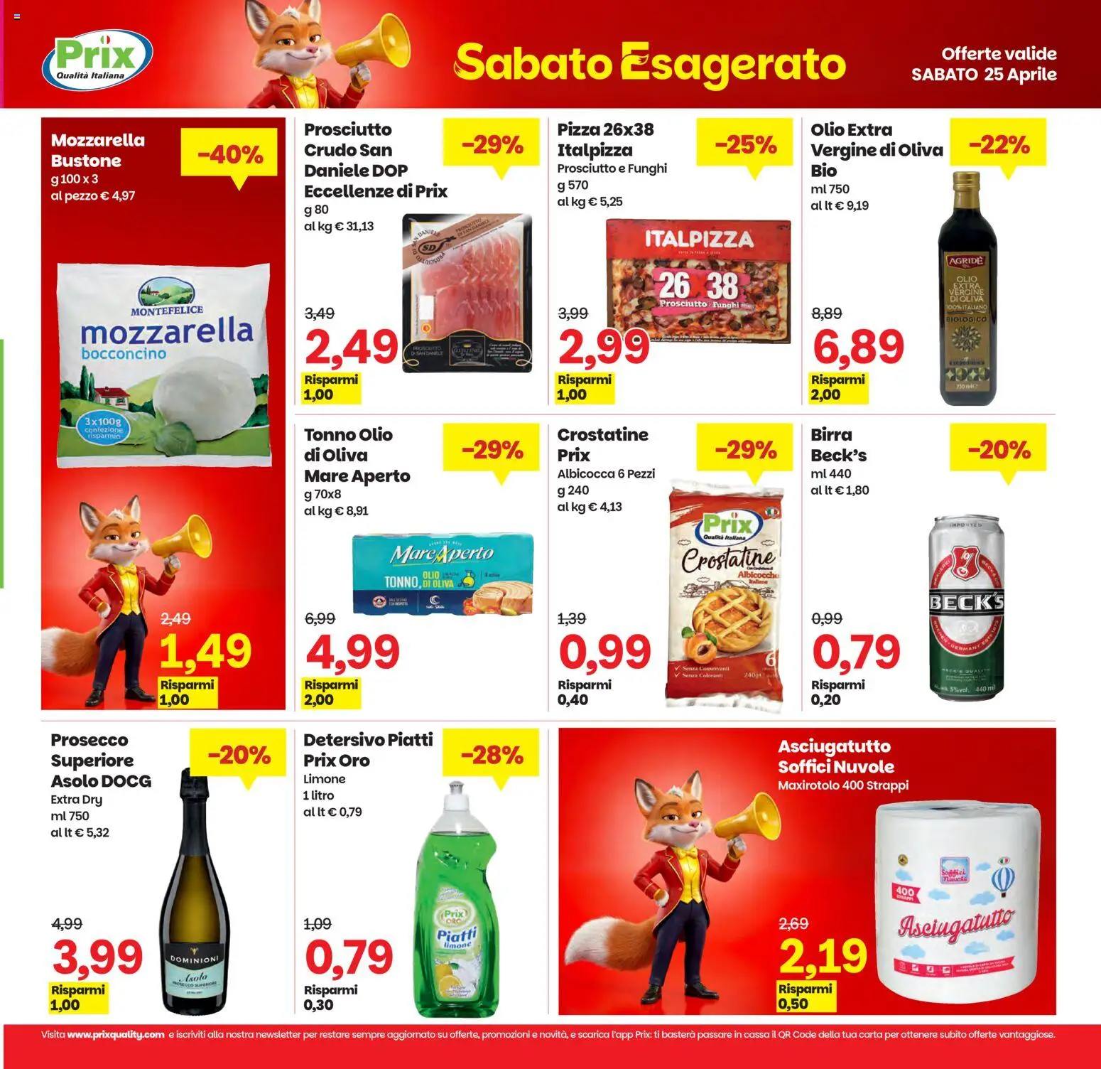 Volantino Prix del 21.04.2026 | Pagina: 24 | Prodotti: Prosecco, Mozzarella, Crostatine, Tonno