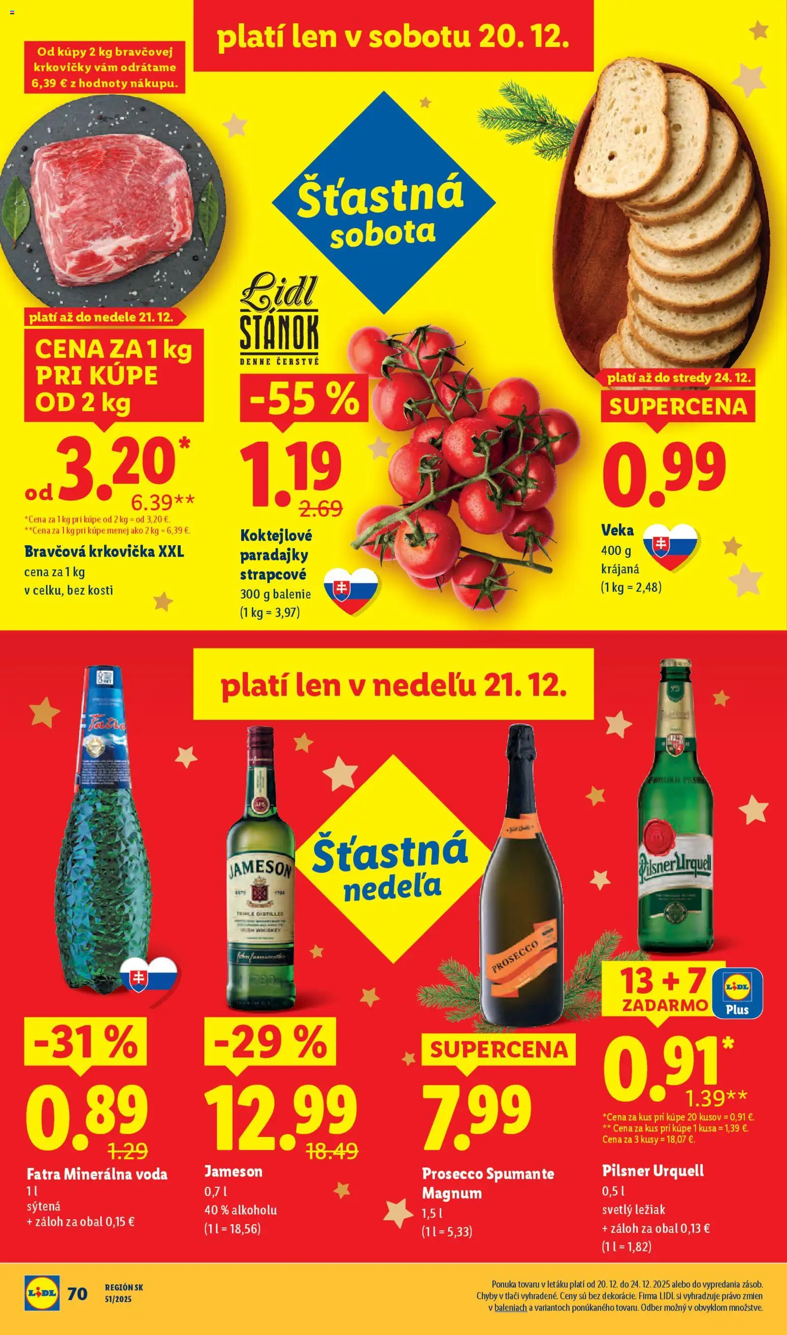 Nové Lidl akcie – leták je platný od 15.12.2025 | Strana: 100 | Produkty: Jameson, Krkovička, Voda, Fatra