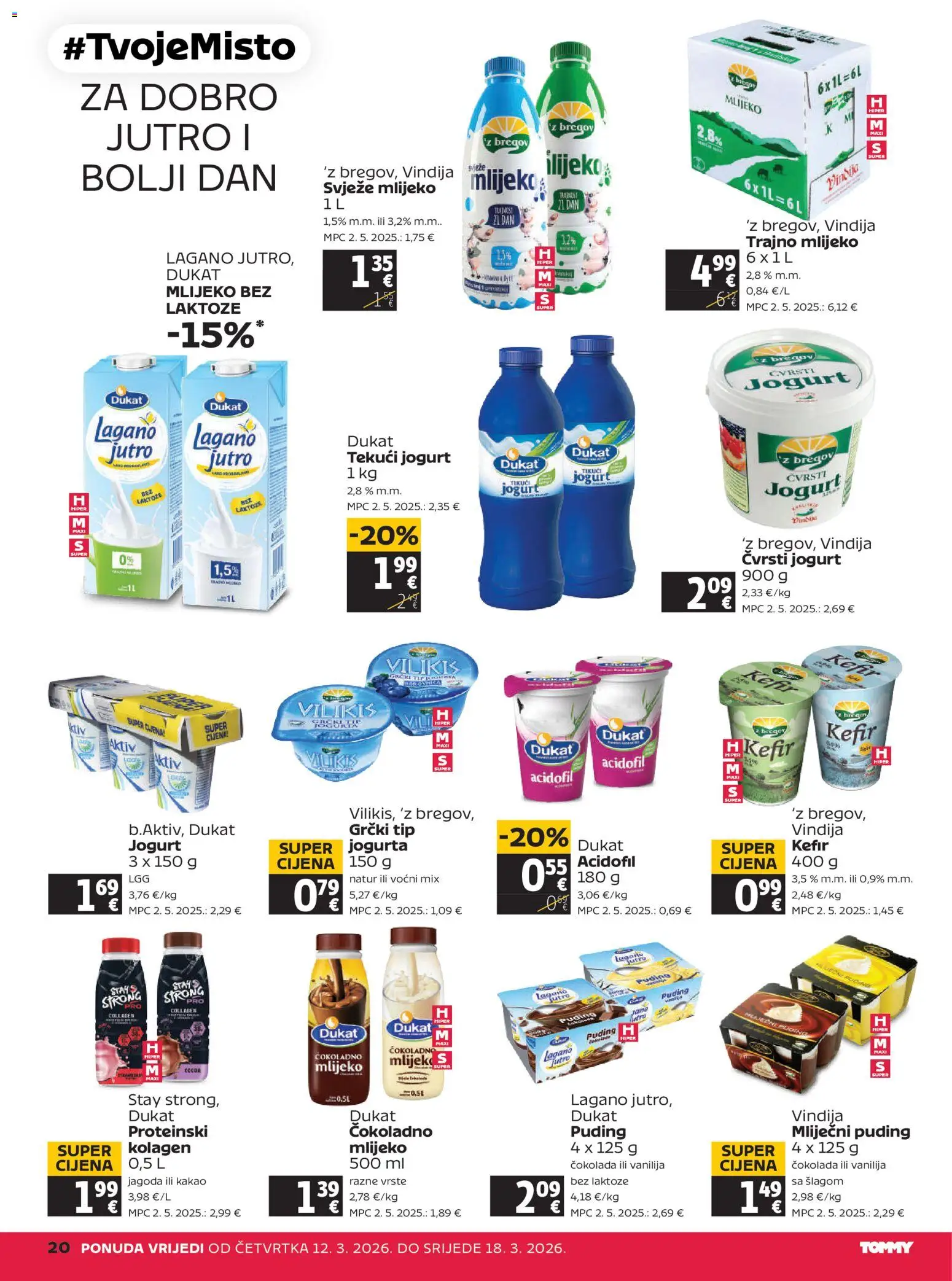 Tommy katalog | vrijedi od 12.03.2026 | Stranica: 20 | Proizvodi: Jogurt, Čokolada, Trajno mlijeko, Kakao