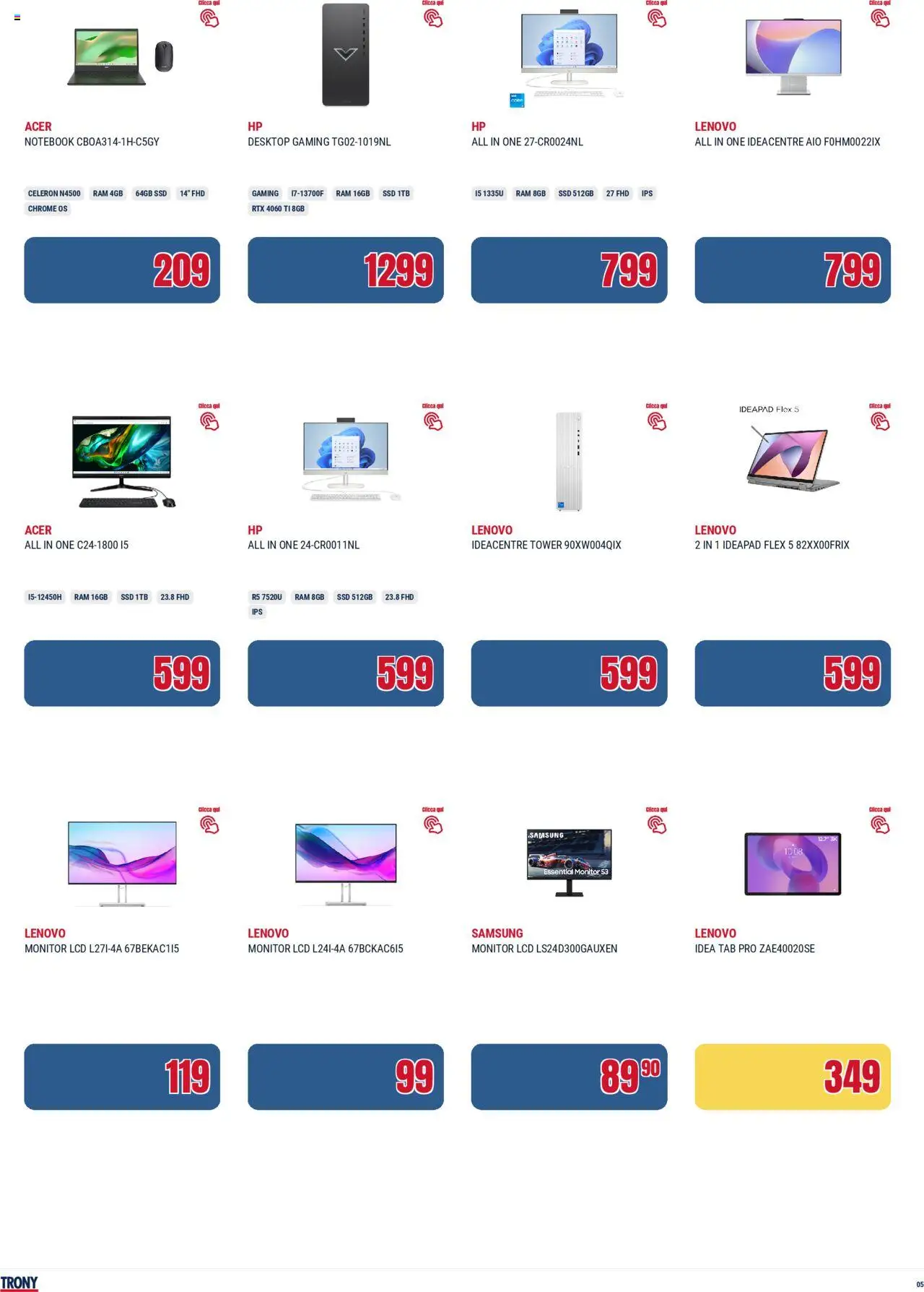 Volantino Trony del 03.07.2025 | Pagina: 5 | Prodotti: Monitor, Notebook, Samsung