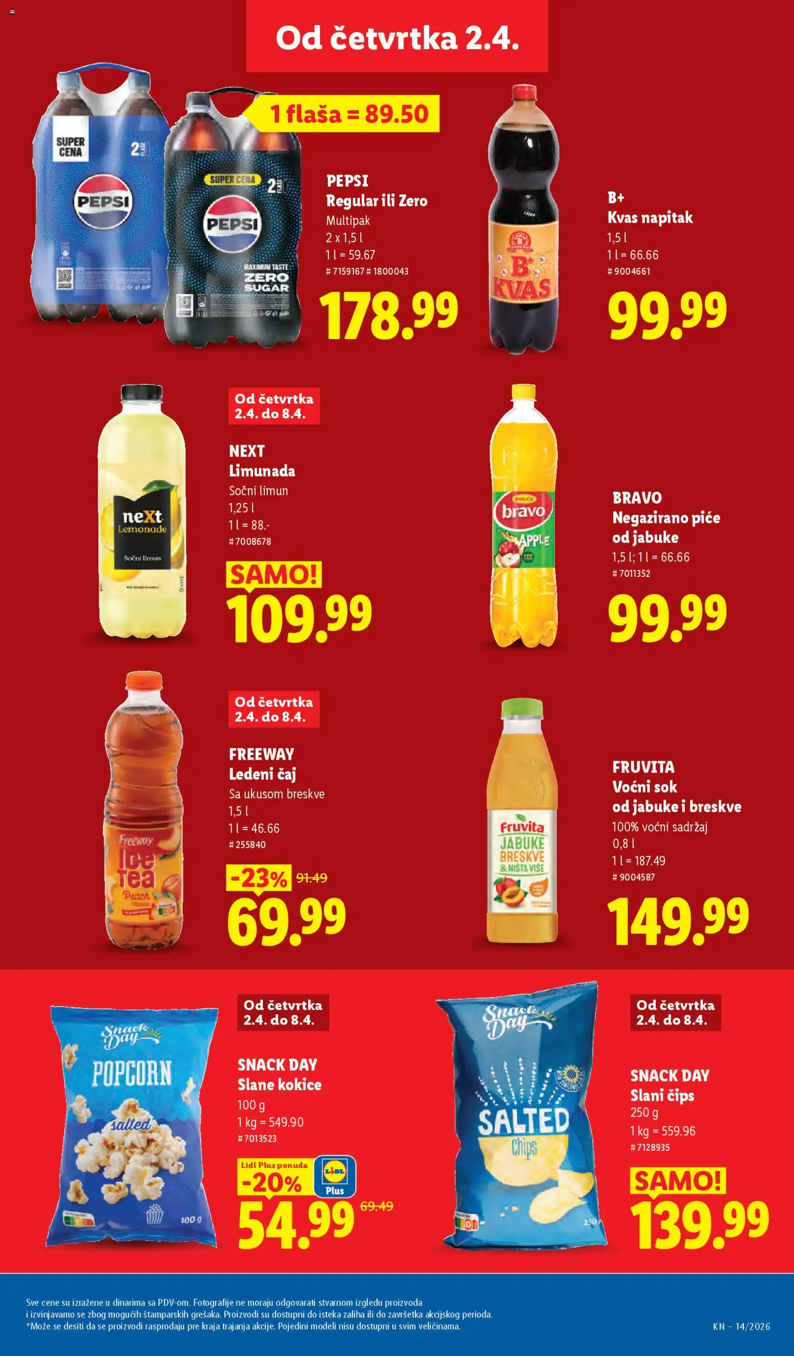 Lidl katalog - važi od 02.04.2026 | Strana: 33 | Proizvode: Fruvita, Sok, Limun, Pepsi