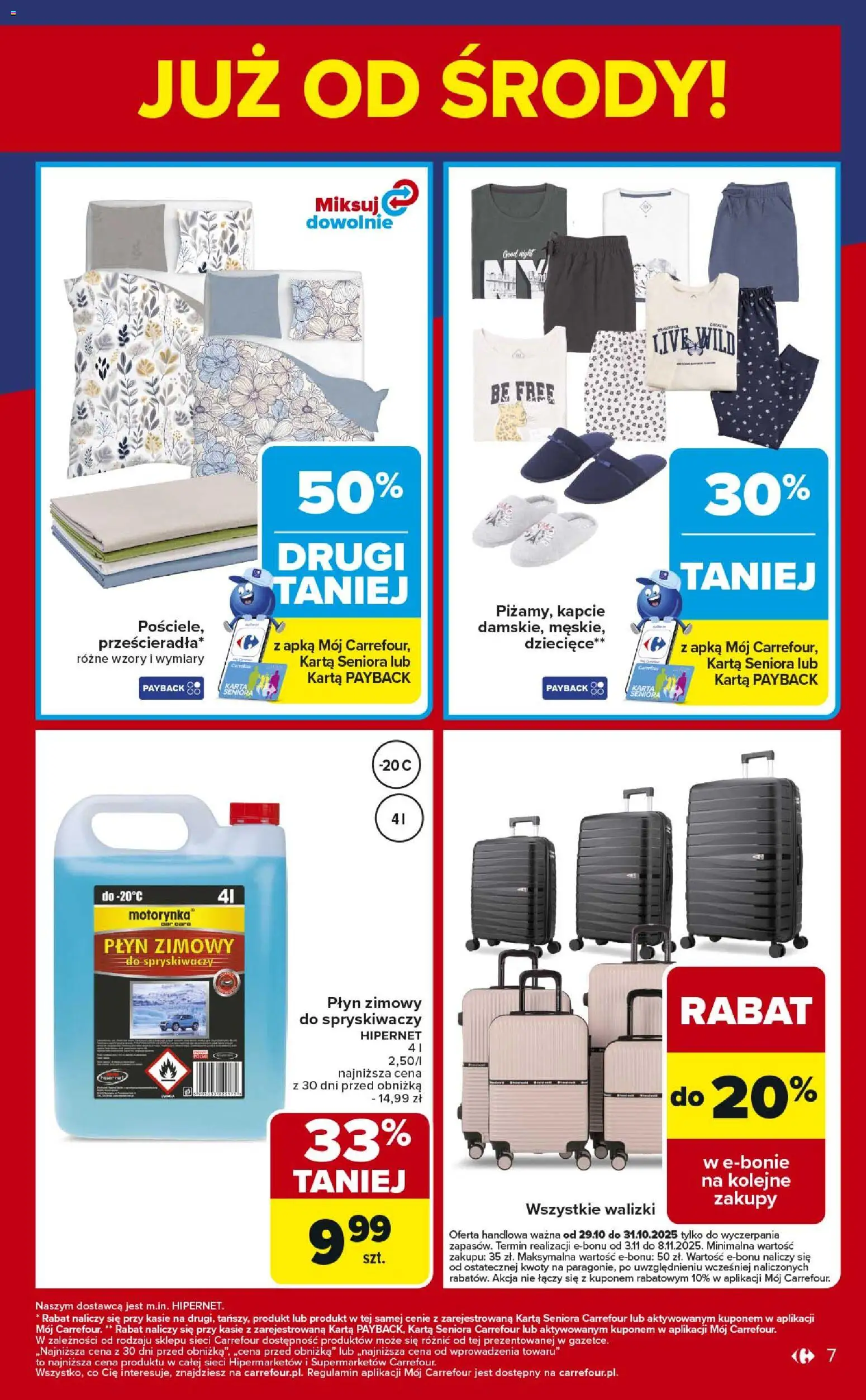 Carrefour Gazetka - Weekend okazji już od środy od 29.10.2025 | Strona: 7 | Produkty: Karta, Kapcie, Walizki
