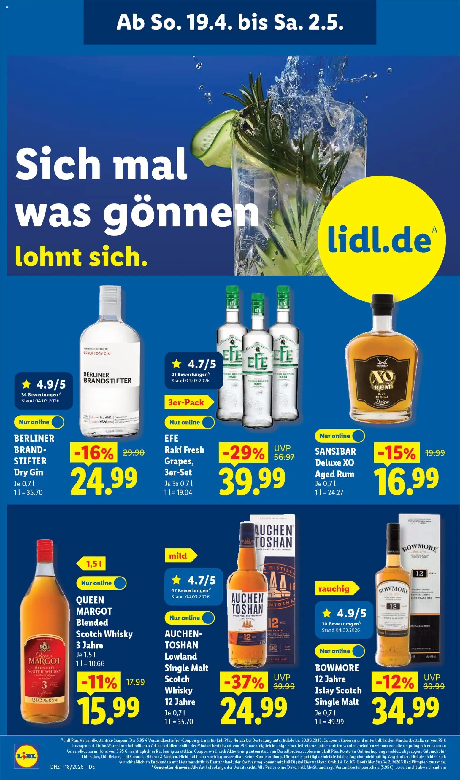Lidl Prospekt – gültig ab 27.04.2026 | Seite: 26 | Produkte: Berliner, Rum, Bad, Gin