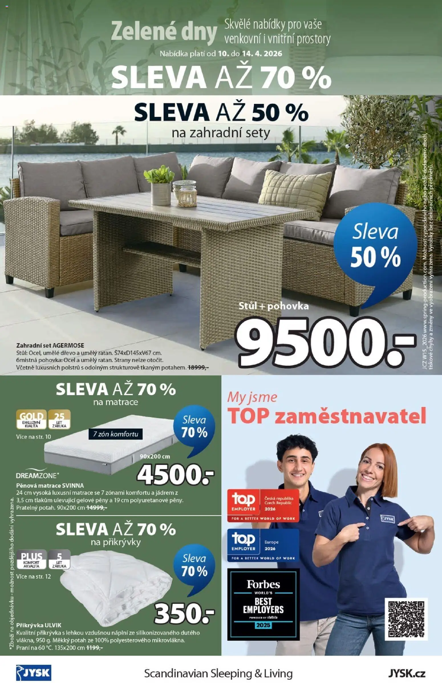 JYSK leták - Zelené dny od 10.04.2026 | Strana: 16 | Produkty: Matrace, Přikrývka, Pohovka, Stůl