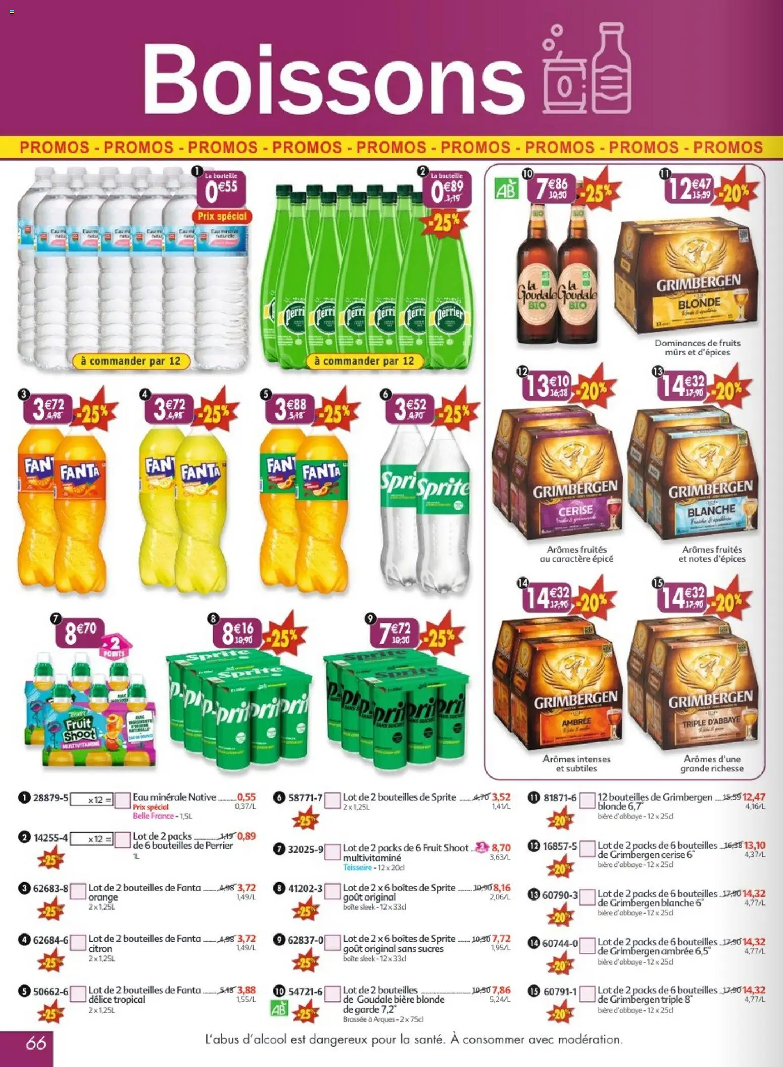 {H1} | Page: 66 | Produits: Goudale, Eau minérale, Bière blonde, Bière