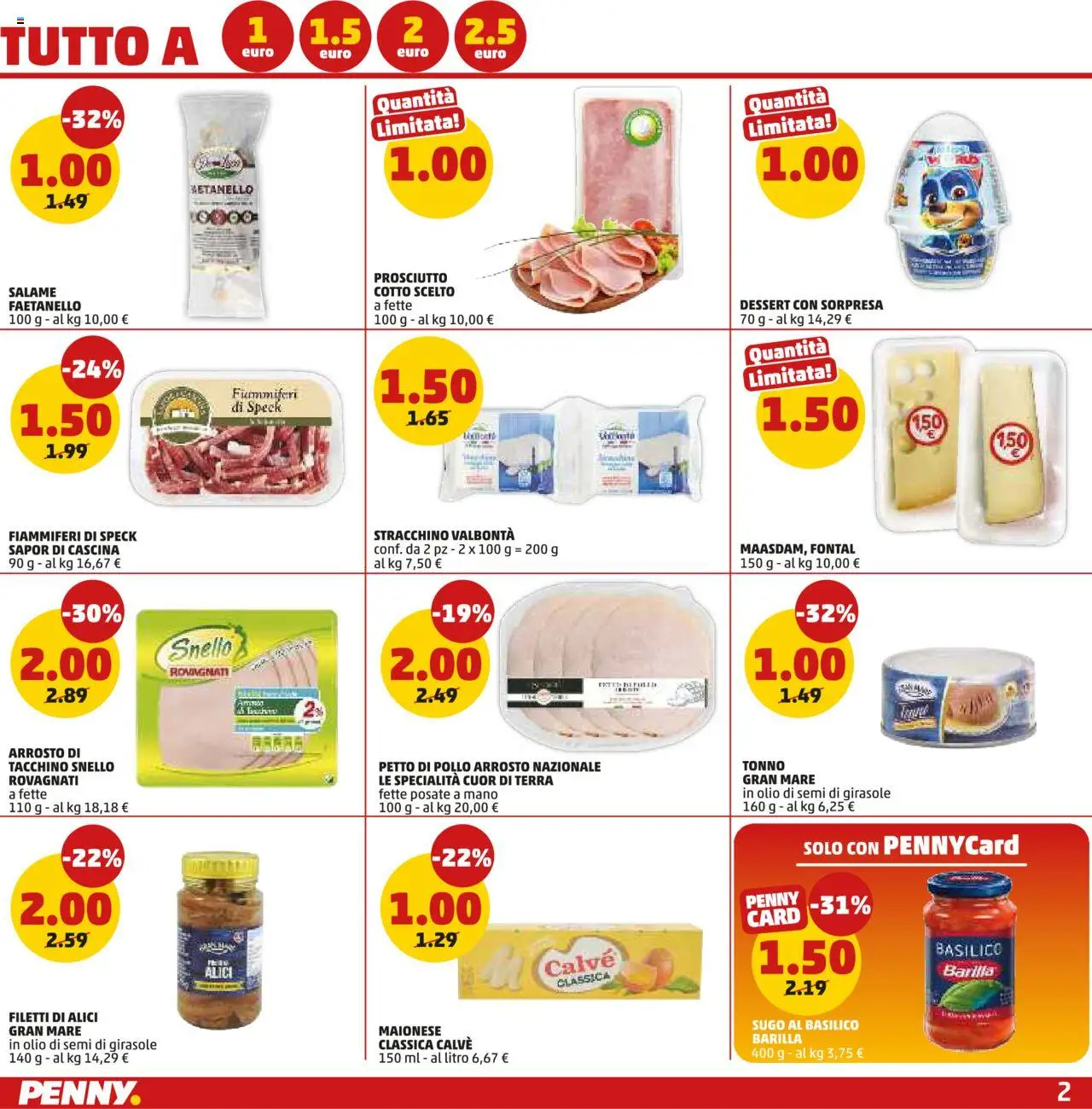 Volantino PENNY del 23.10.2025 | Pagina: 2 | Prodotti: Speck, Petto di Pollo, Salame, Sugo