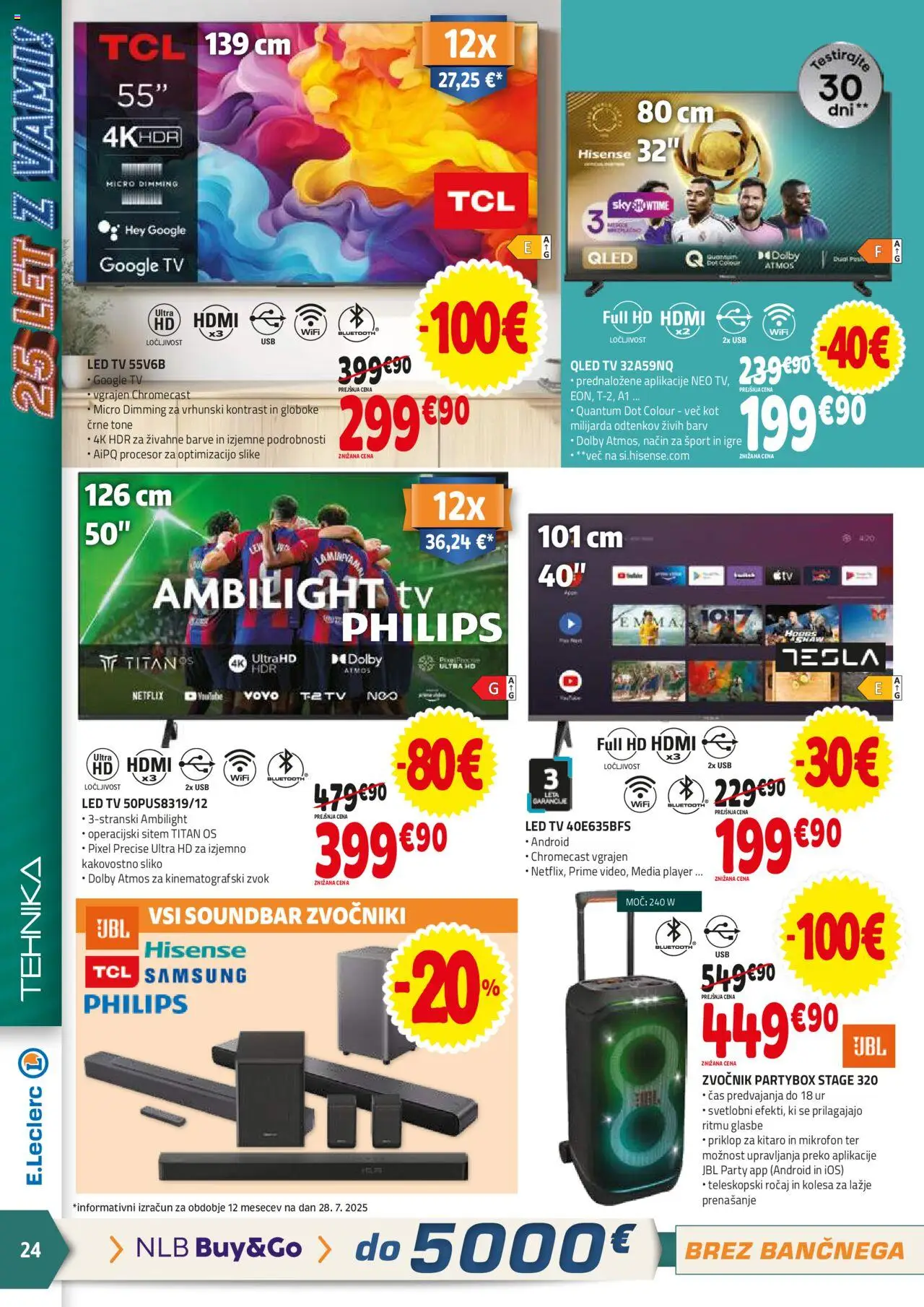 E.leclerc katalog │ velja od 06.08.2025 | Stran: 24 | Izdelki: Tv, Mikrofon, Zvocnik, Led tv