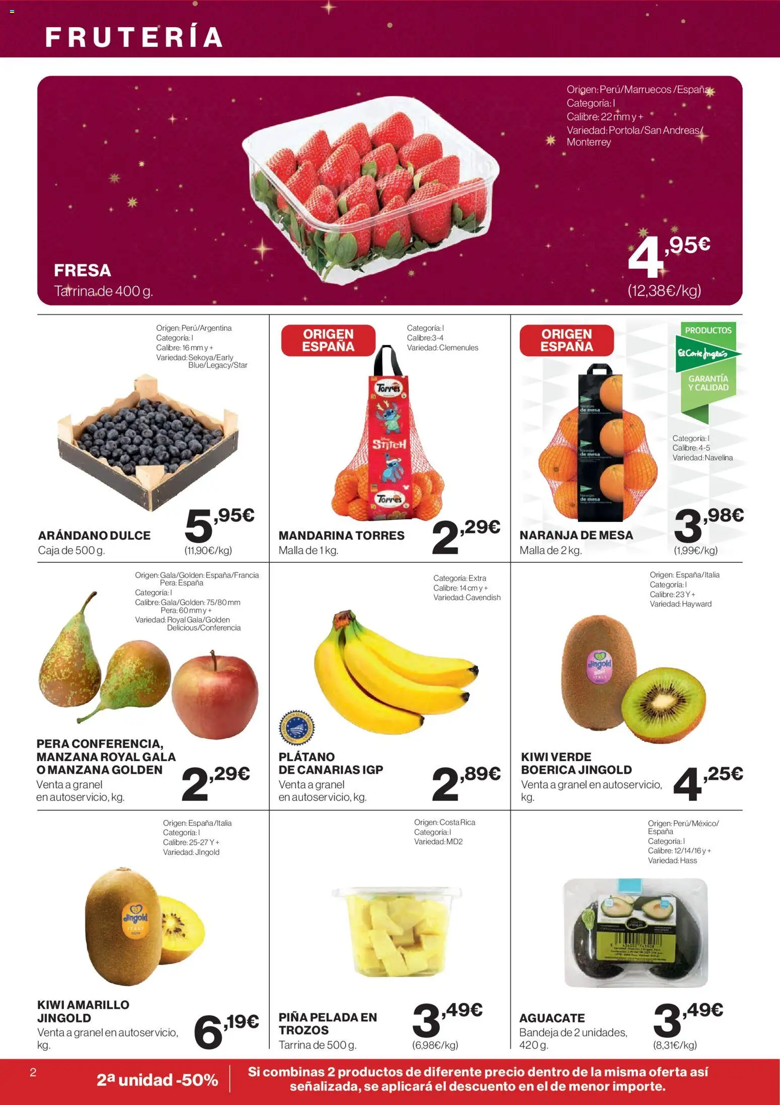 El Corte Inglés ofertas │ válido desde el 04.12.2025 | Página: 2 | Productos: Piña, Kiwi, Bandeja, Caja