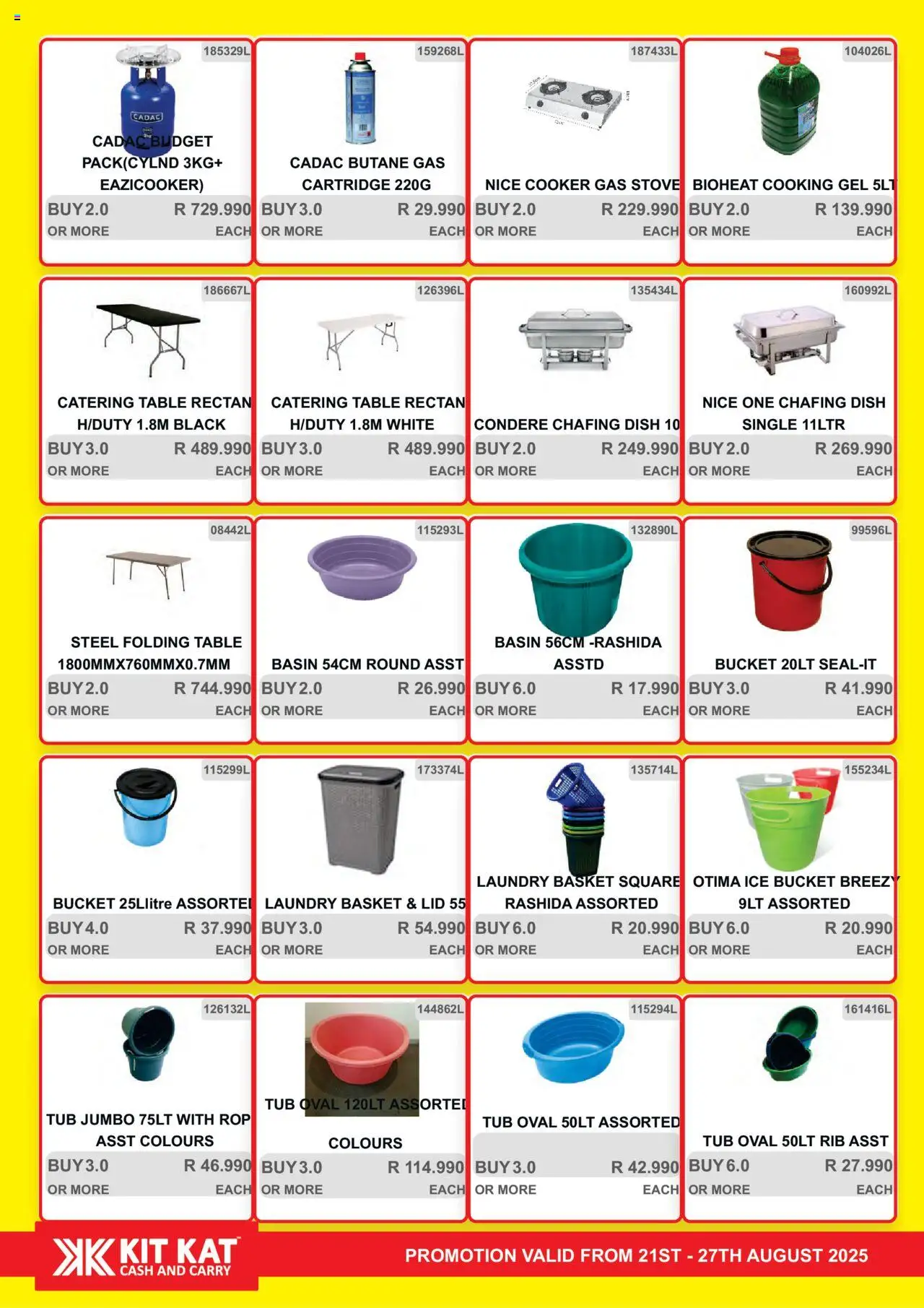KIT KAT Cash & Carry Weekly Traders Special │ valid from 21.08.2025 | Page: 30 | Products: Table, Basket, Gas stove, Basin