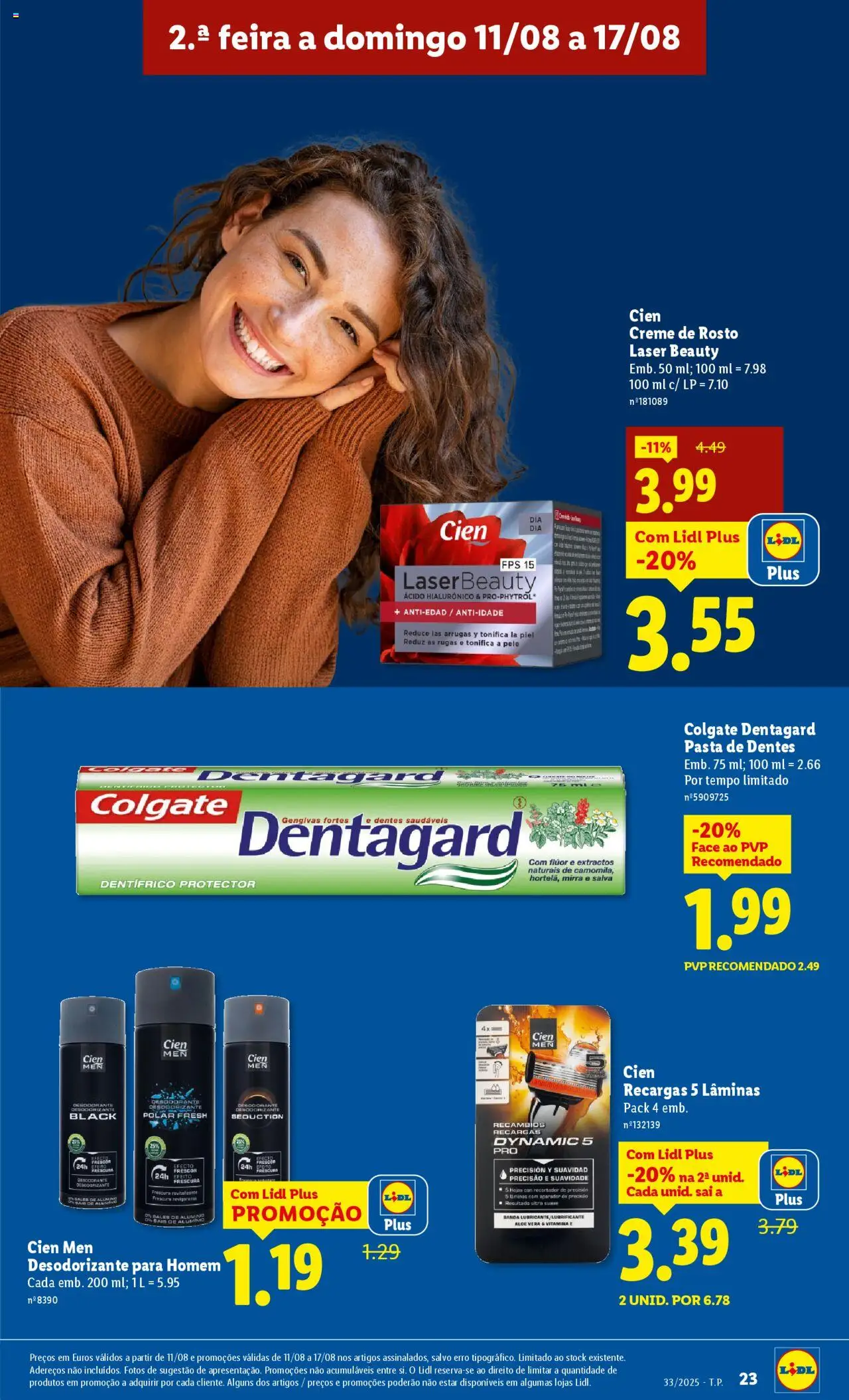 Lidl folheto │ válido de 11.08.2025 | Página: 23 | Produtos: Desodorizante, Pasta de dentes, Aparador, Creme