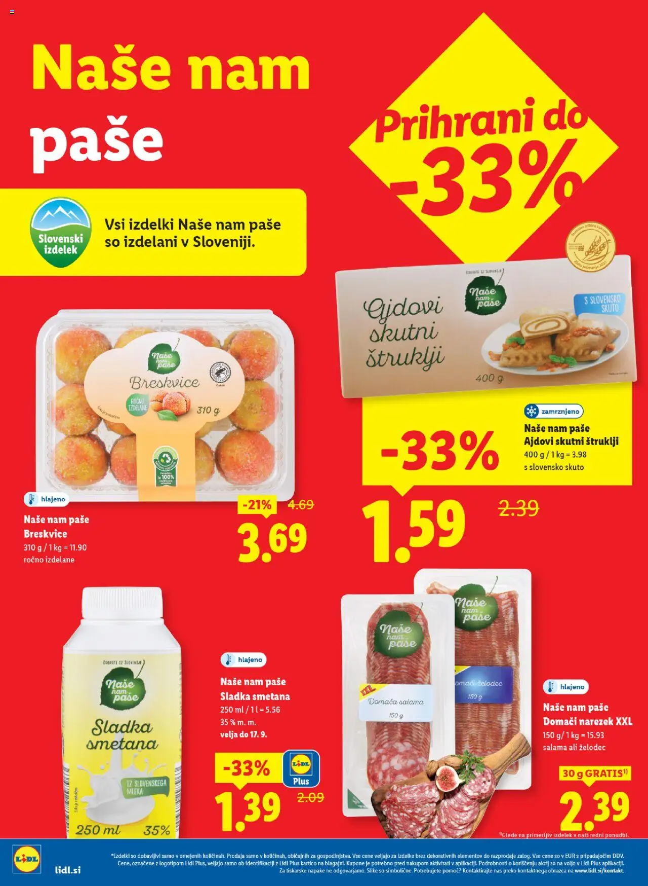 Novi Lidl katalog ponudbe – veljaven od 11.09.2025 | Stran: 10 | Izdelki: Štruklji, Narezek, Salama, Smetana
