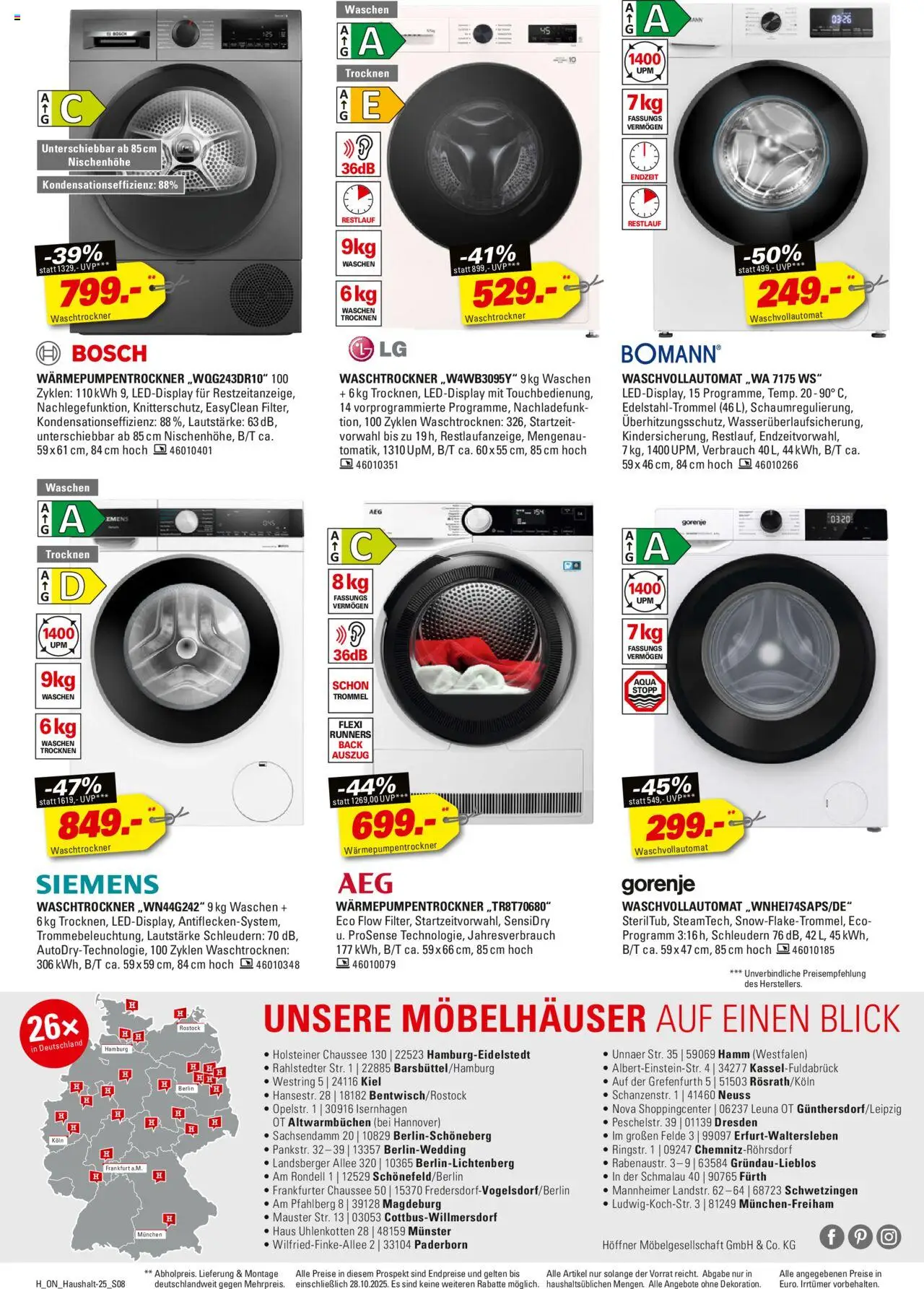 Höffner Haushalt Spezial – gültig ab 15.10.2025 | Seite: 8 | Produkte: Bosch, LG, Siemens, Gorenje