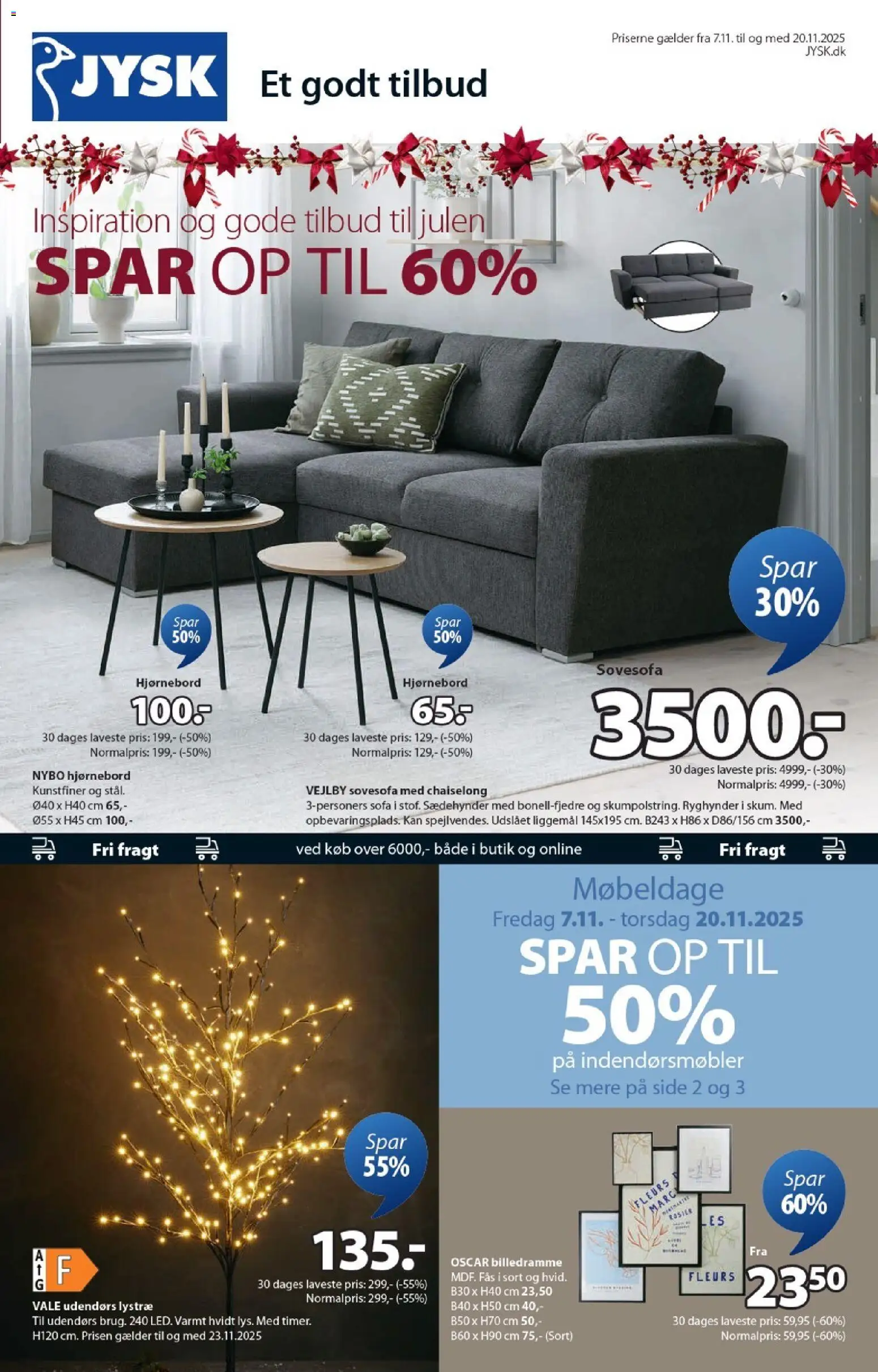 JYSK tilbudsavis – gyldig fra 07.11.2025 | Side: 1 | Produkter: Sofa, Billedramme