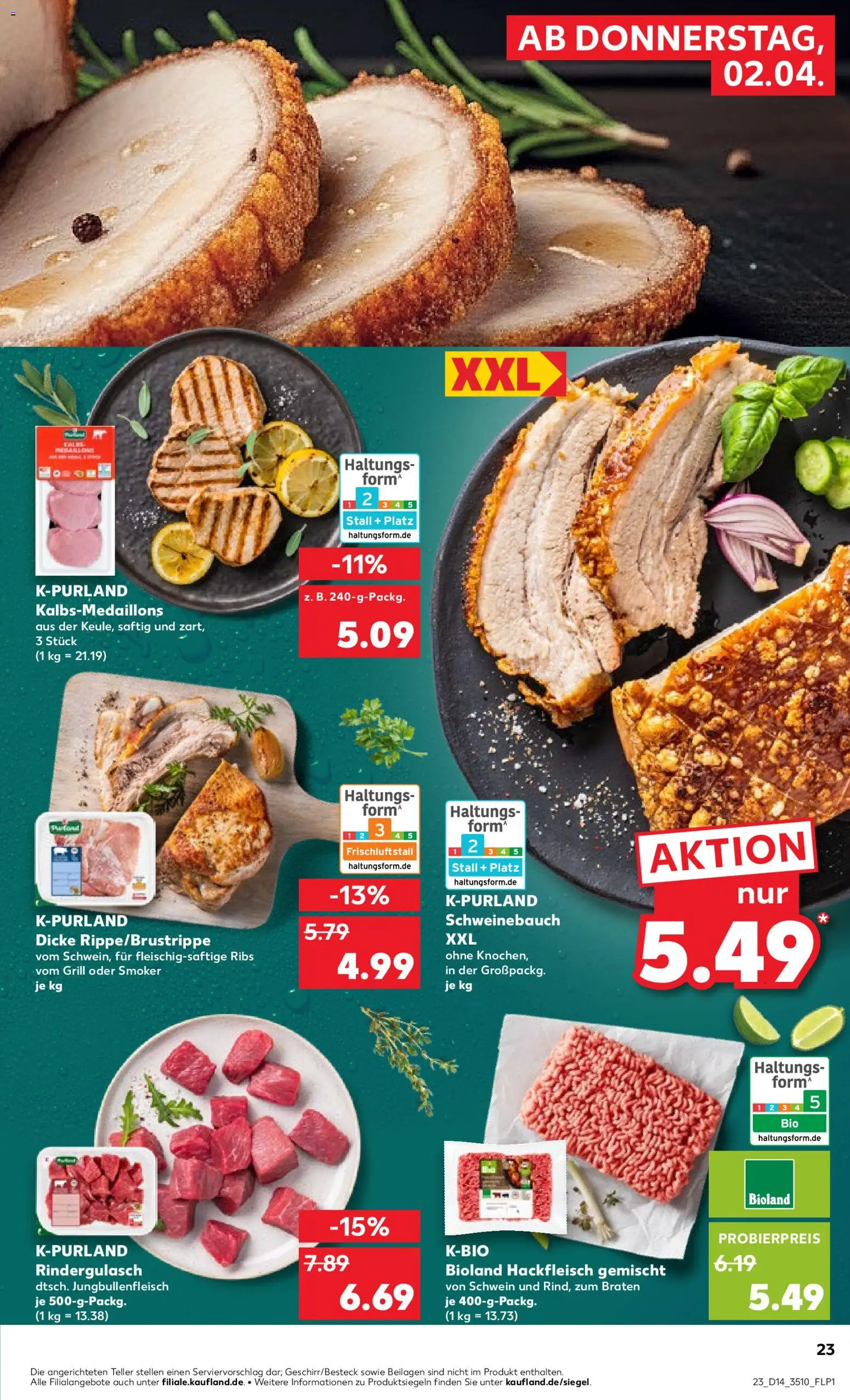 Kaufland Prospekt Zeitz	 – gültig ab 02.04.2026 | Seite: 23 | Produkte: Grill, Rindergulasch, Schweinebauch, Hackfleisch