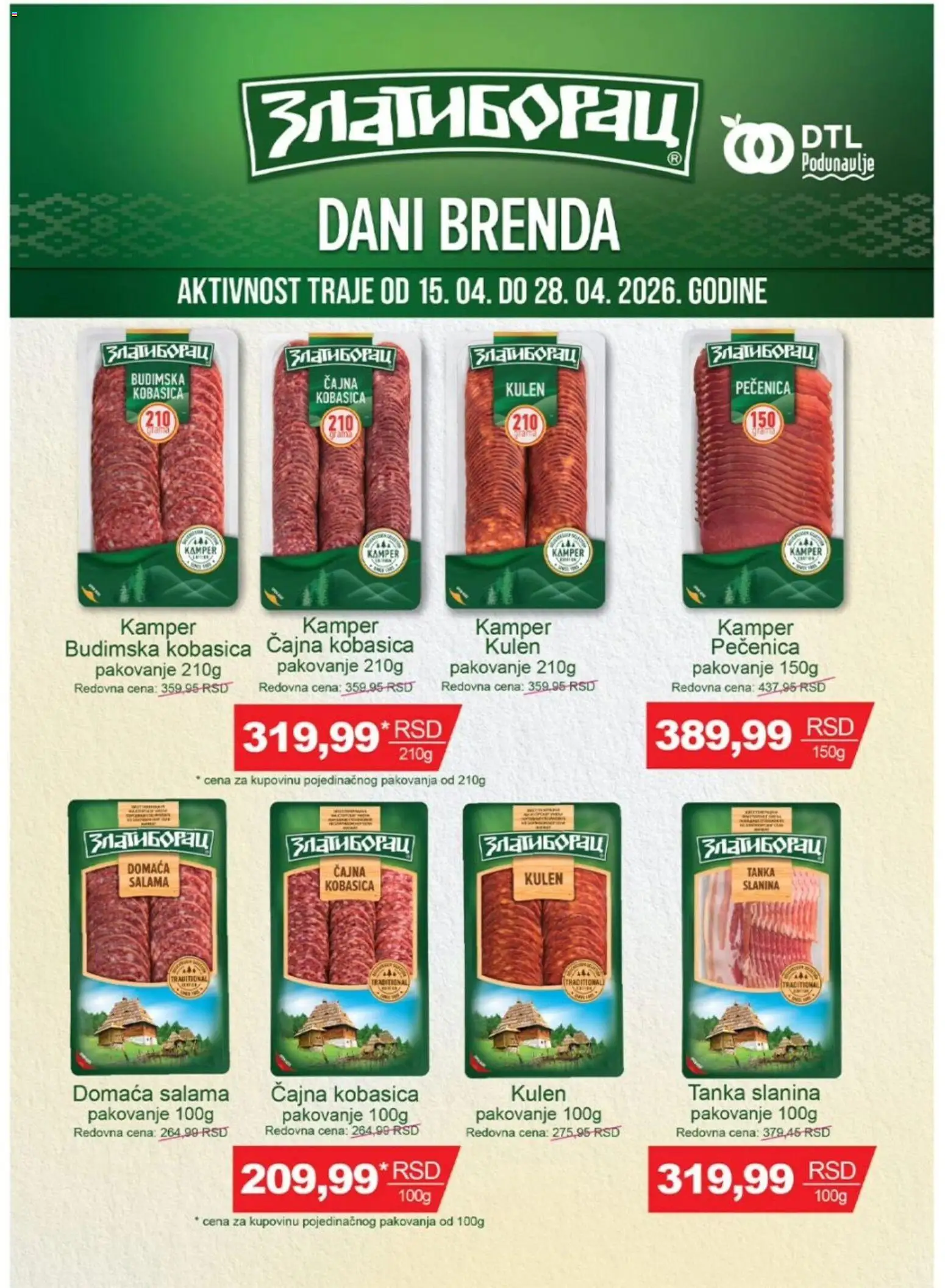 Podunavlje katalog - važi od 15.04.2026 | Strana: 3 | Proizvode: Kulen, Budimska kobasica, Pakovanje, Slanina