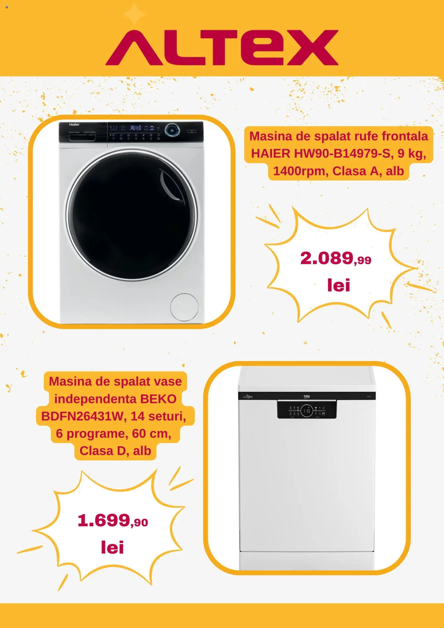 Noul catalog Altex – valabil de la 29.01.2026 | Pagină: 6 | Produse: Mașină De Spălat, Mașină De Spălat Vase