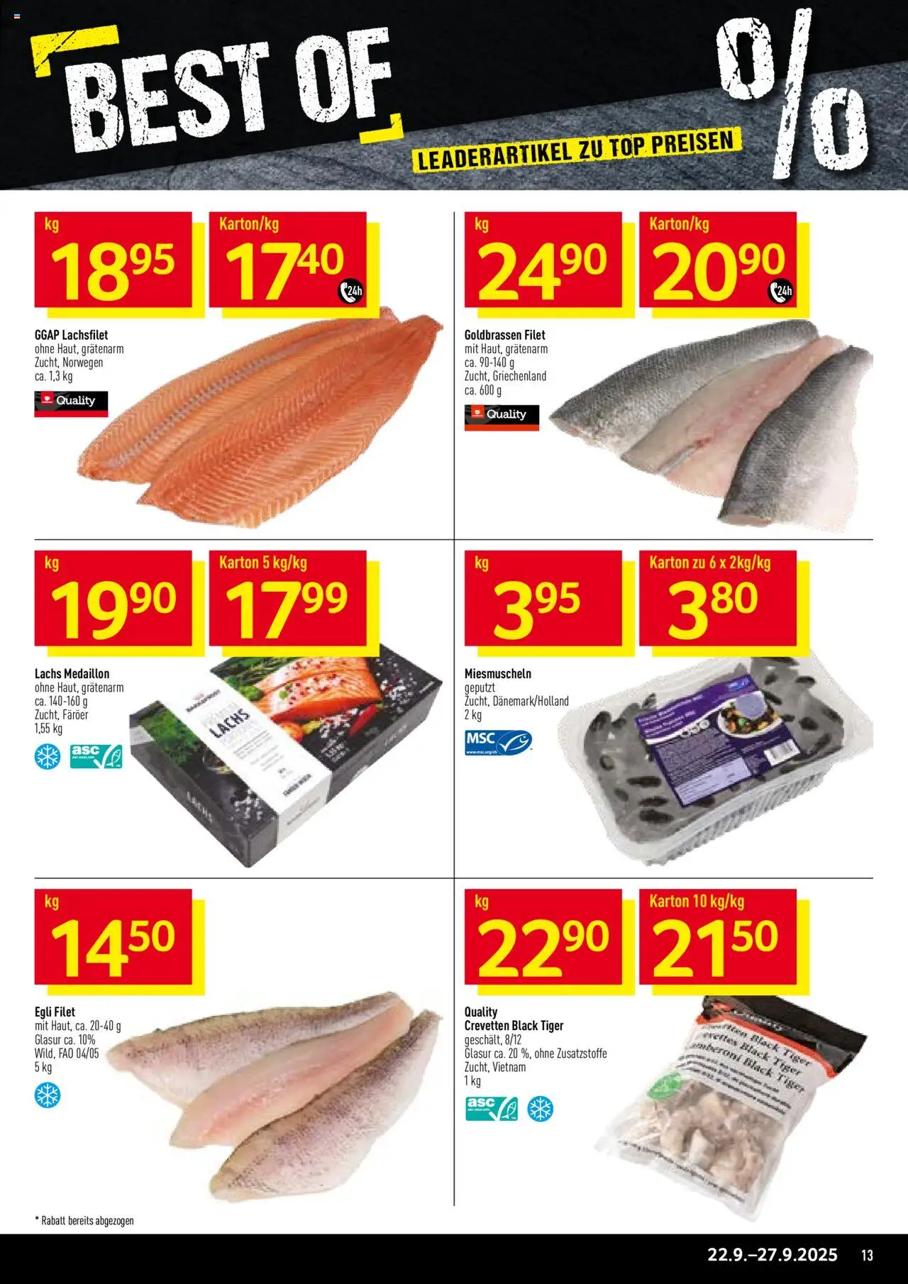 Prodega Aktionen – gültig ab 22.09.2025 | Seite: 13 | Produkte: Lachs, Top