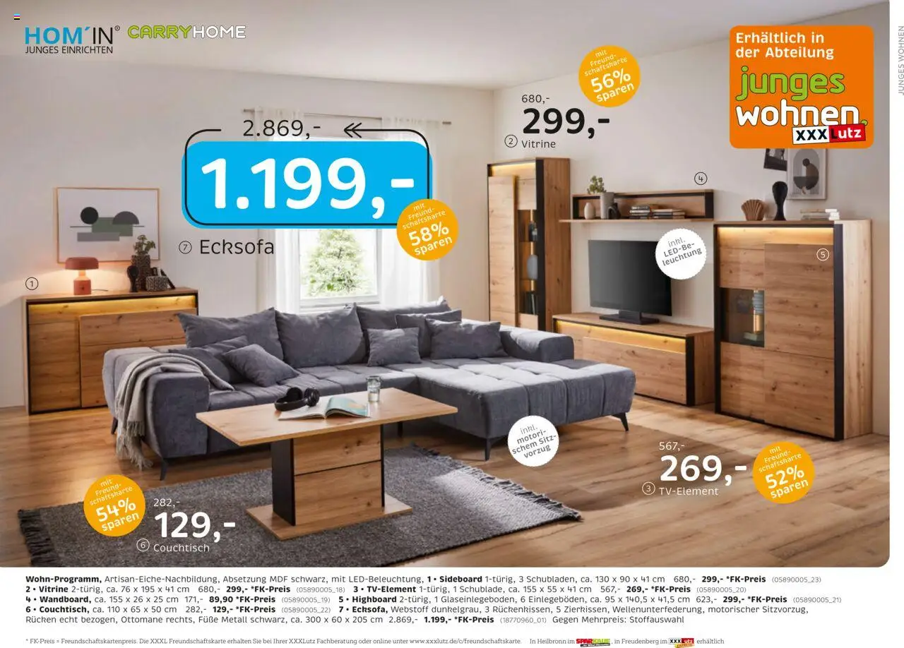 XXXL Lutz Deutschlands Nr. 1 beim Preis! – gültig ab 22.09.2025 | Seite: 20 | Produkte: Ecksofa, Vitrine, Couchtisch