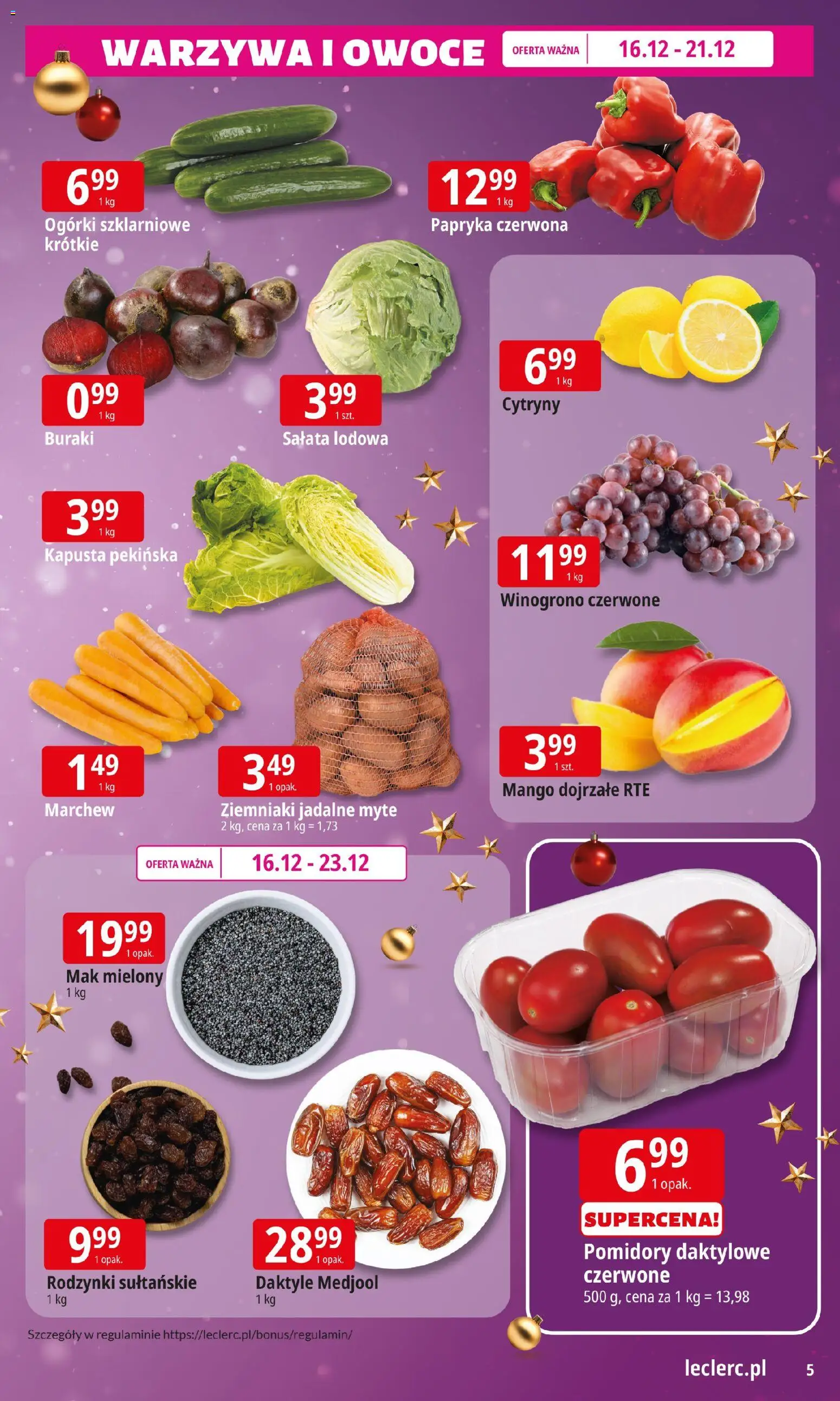 E.Leclerc Gazetka od 15.12.2025 | Strona: 5 | Produkty: Kapusta pekińska, Papryka, Papryka czerwona, Warzywa