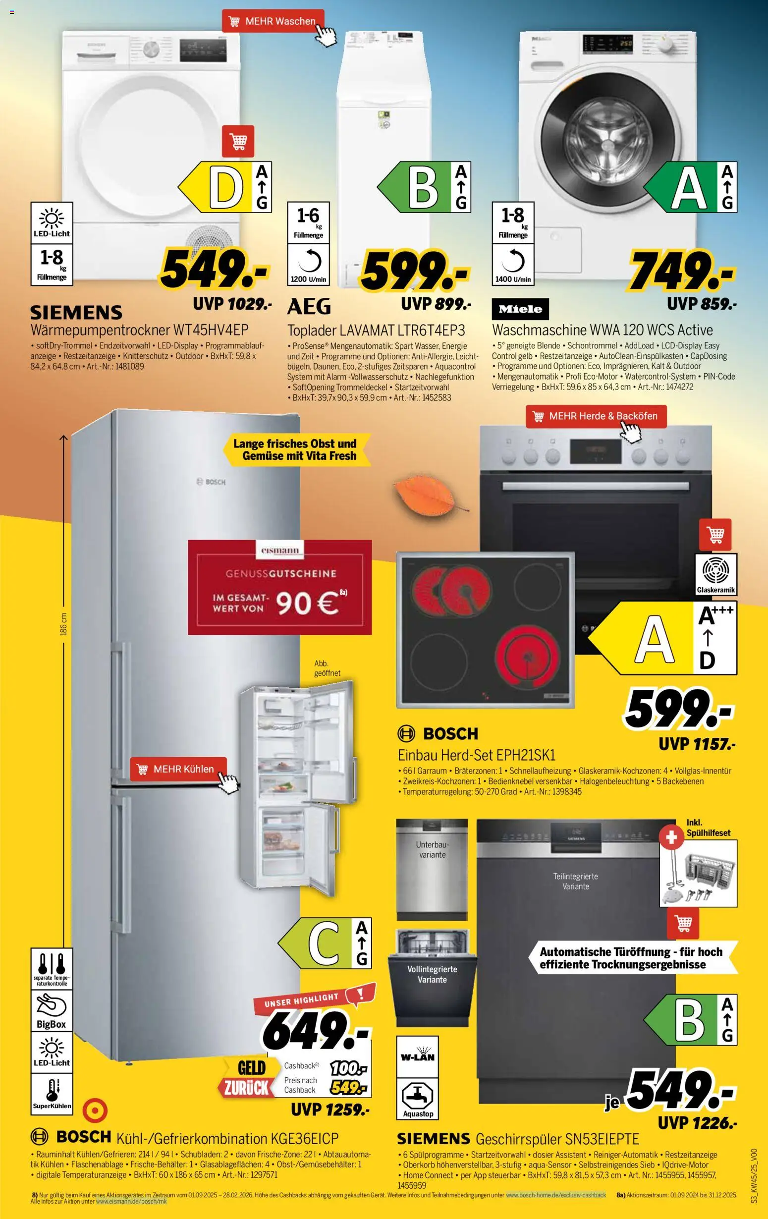 Medimax Prospekt 	 – gültig ab 31.10.2025 | Seite: 3 | Produkte: Miele, Bosch, Siemens, Toplader