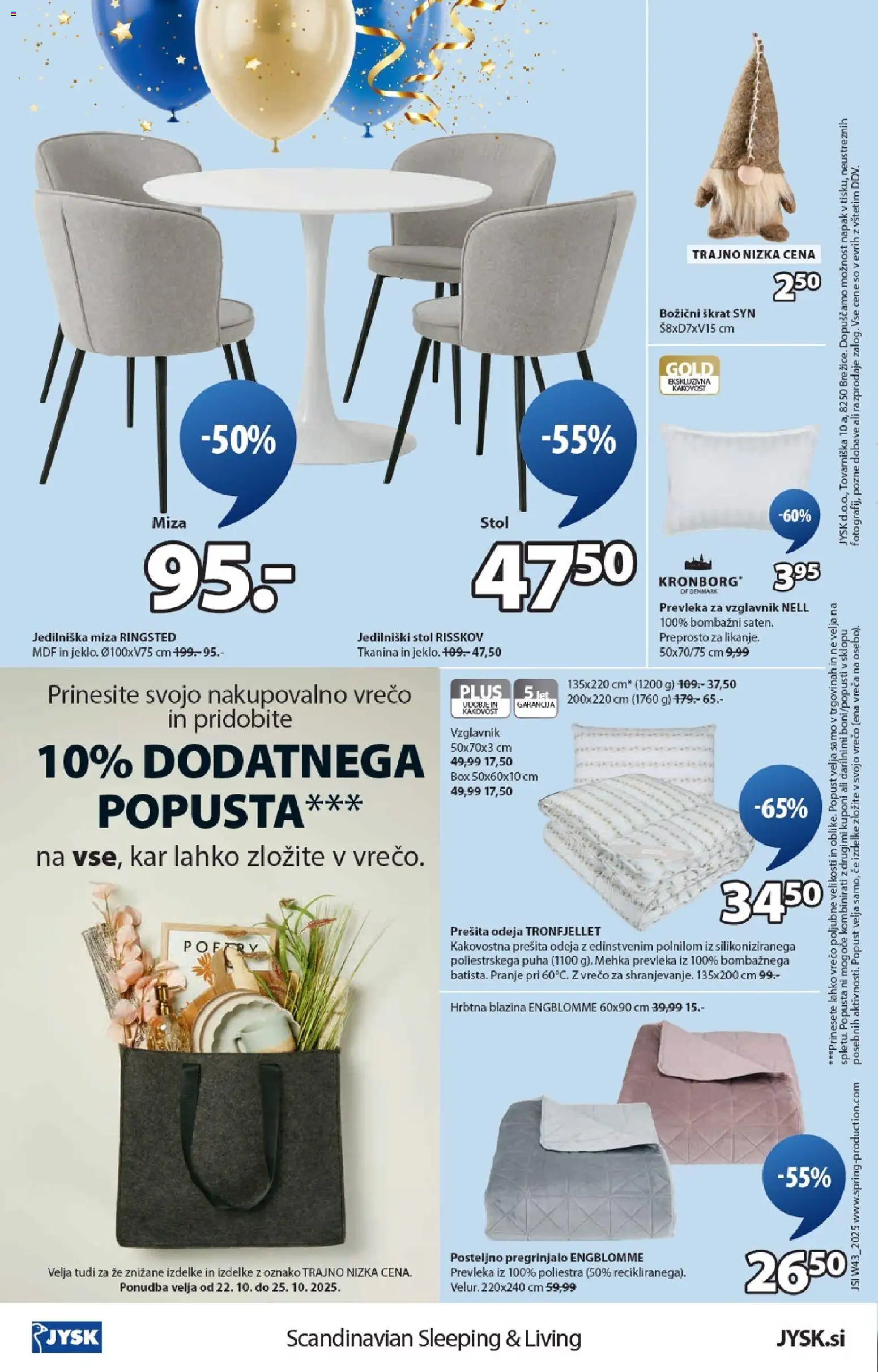 Novi JYSK katalog ponudbe – veljaven od 22.10.2025 | Stran: 16 | Izdelki: Prešita odeja, Vzglavnik, Pregrinjalo, Stol