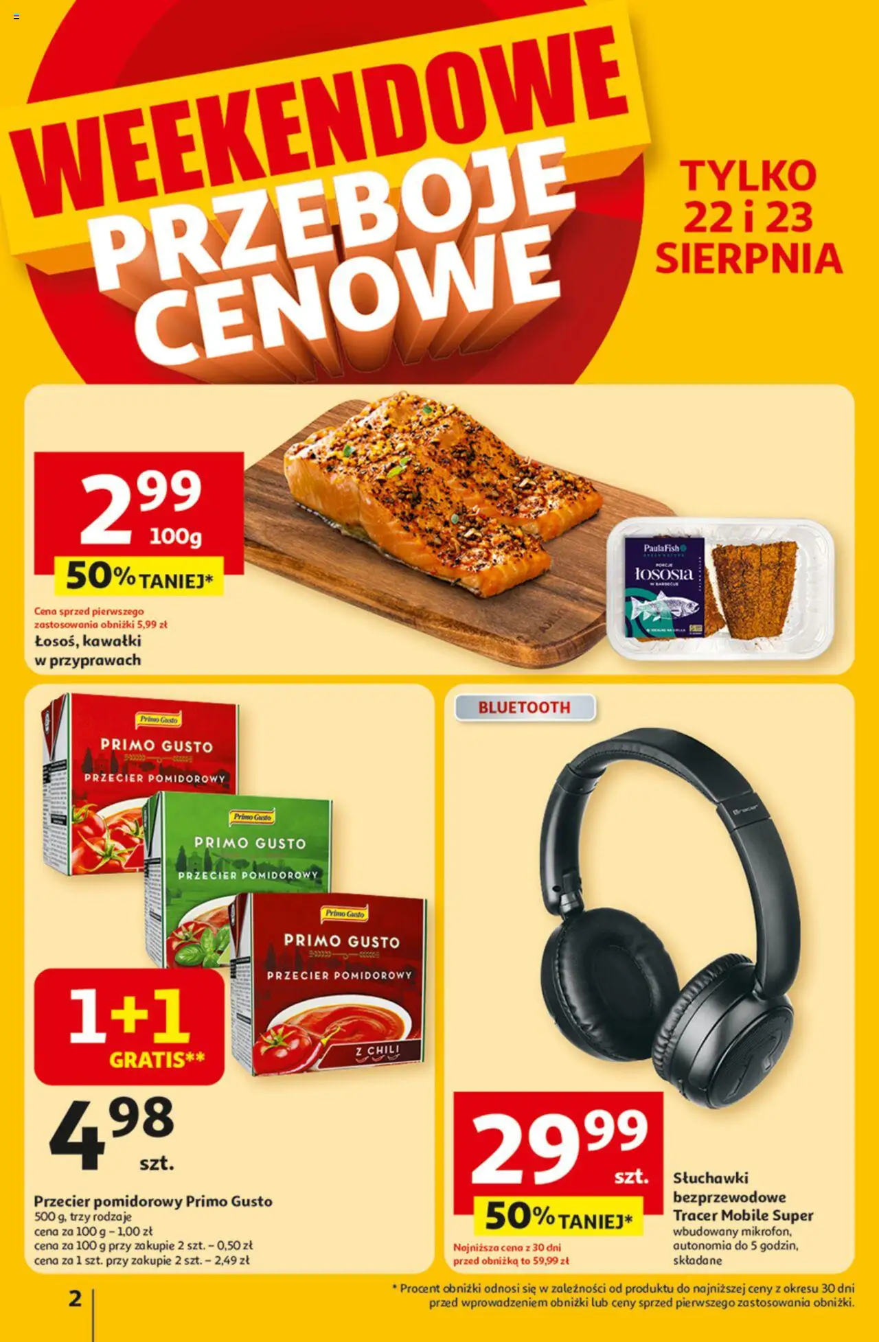 Auchan Gazetka - Odlotowe ceny na start szkoły Hipermarket od 21.08.2025 | Strona: 2 | Produkty: Chili, Słuchawki, Przecier pomidorowy