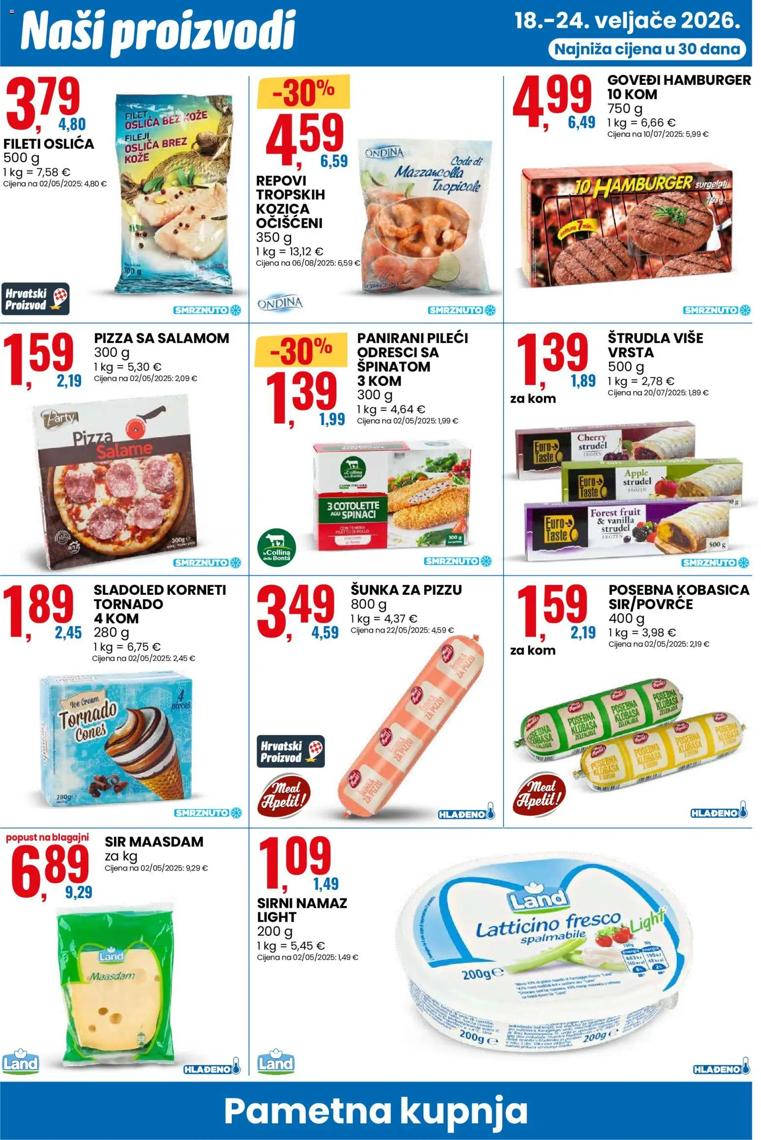 Eurospin katalog | vrijedi od 18.02.2026 | Stranica: 8 | Proizvodi: Sir, Sladoled, Hamburger, Namaz