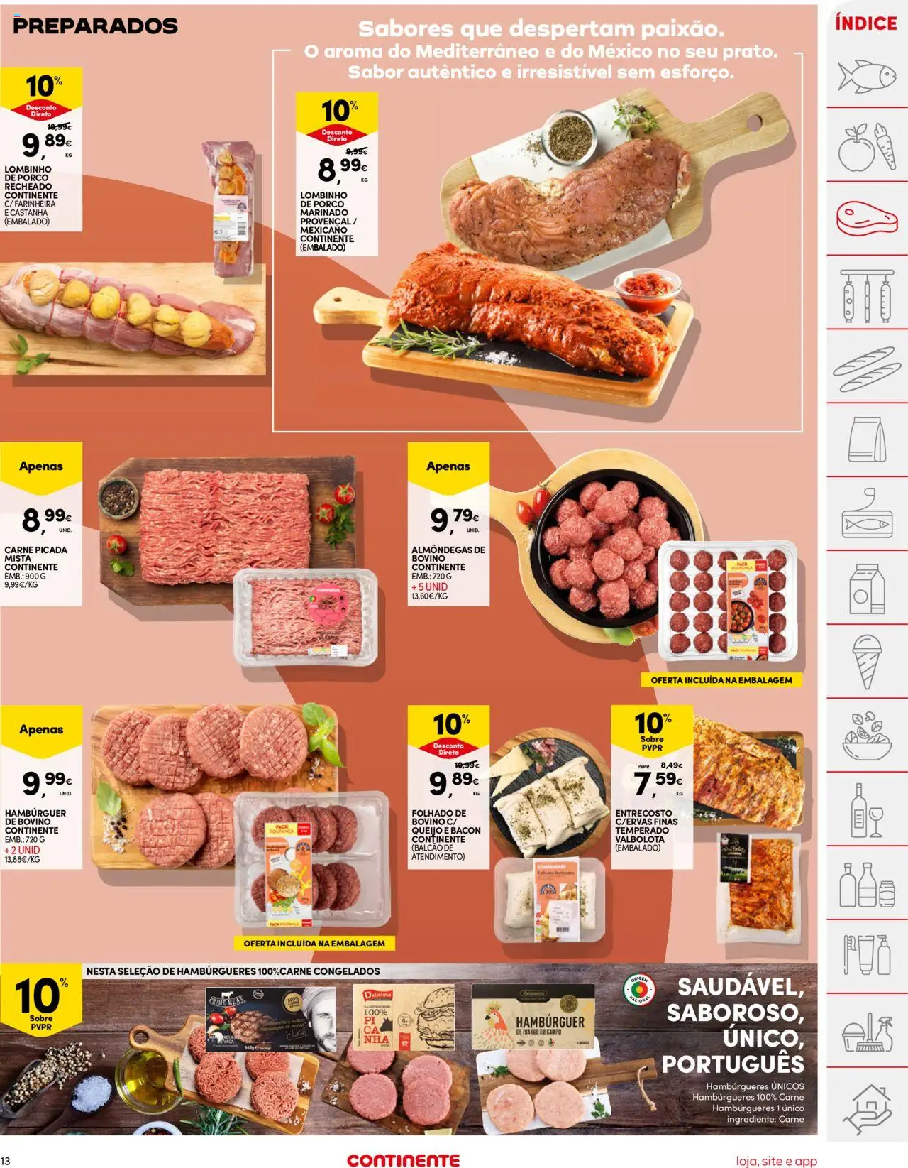 Continente folheto │ válido de 21.10.2025 | Página: 13 | Produtos: Frango, Hambúrguer, Carne picada, Carne