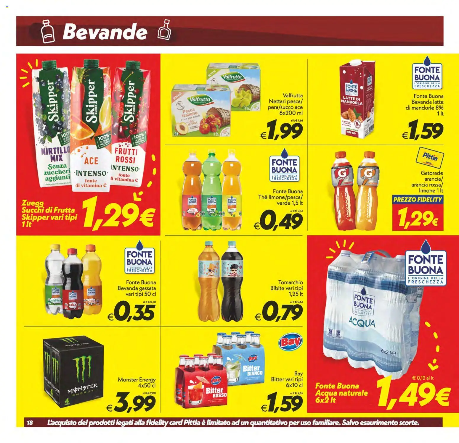Volantino SuperConveniente del 17.04.2026 | Pagina: 18 | Prodotti: Acqua, Latte, Mandorle, Bibite