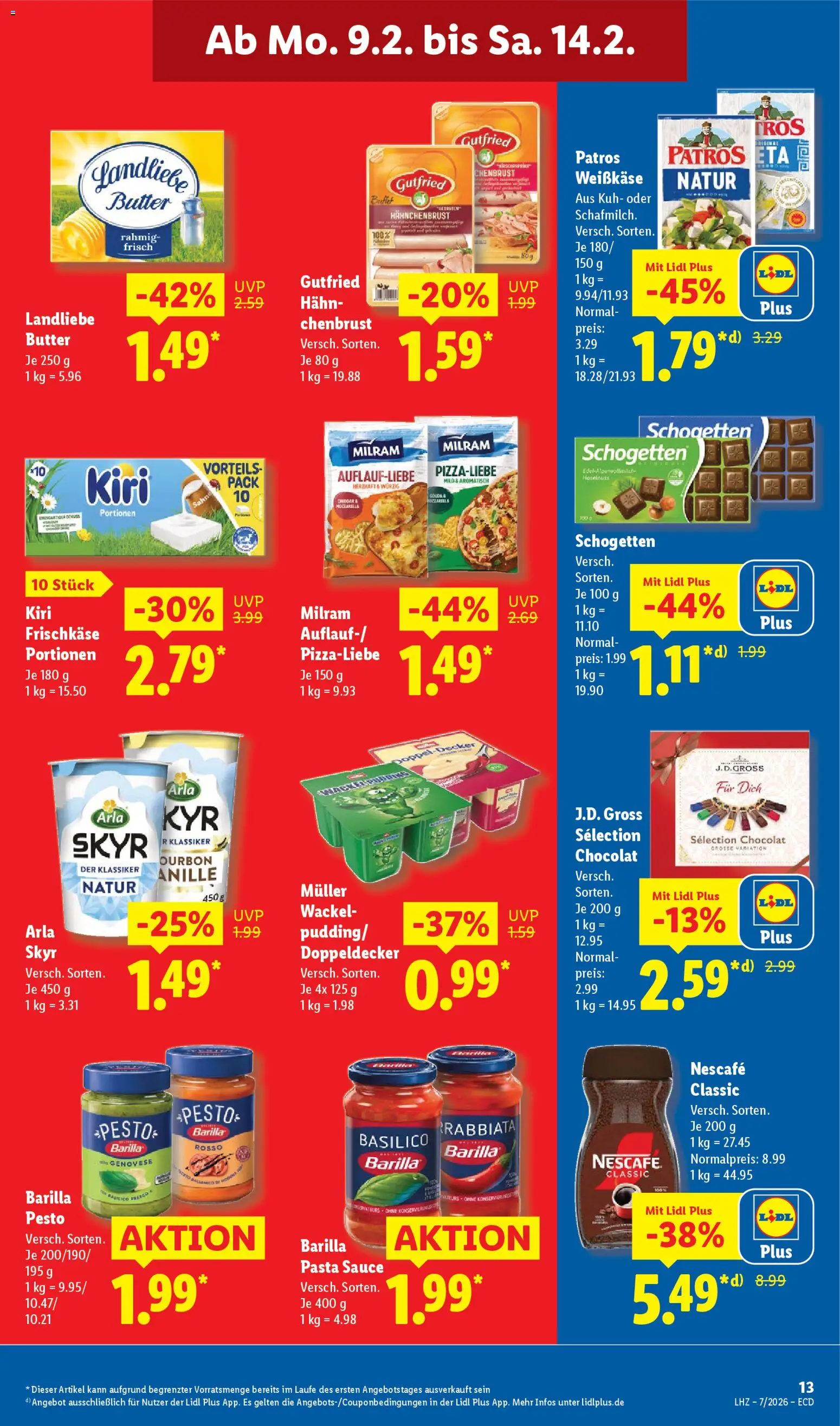 Lidl - Prospekt – gültig ab 09.02.2026 | Seite: 21 | Produkte: Butter, Patros, Arla skyr, Nescafe classic