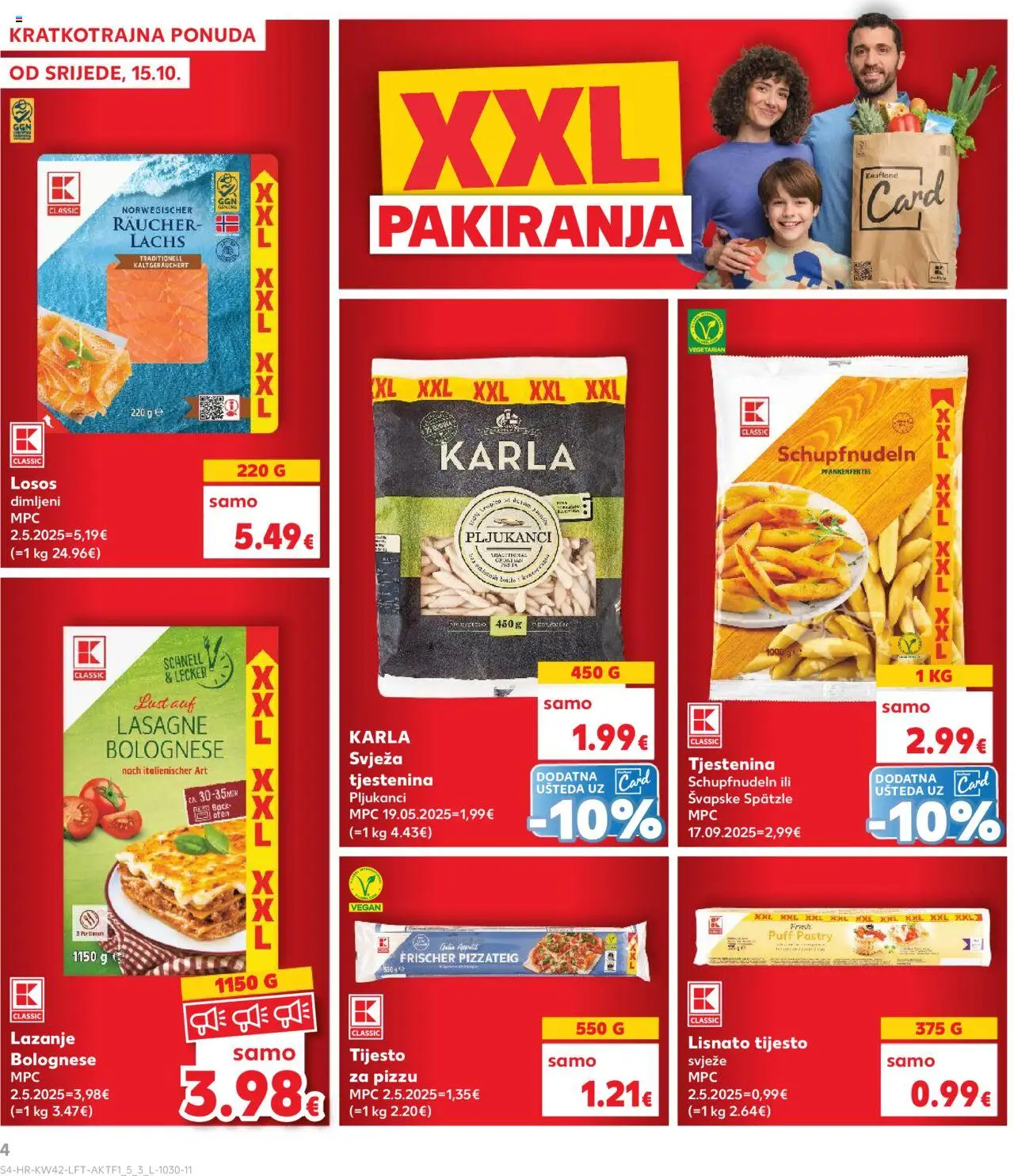 Kaufland katalog | vrijedi od 15.10.2025 | Stranica: 4 | Proizvodi: Lasagne, Tjestenina, Lisnato tijesto, Pasta