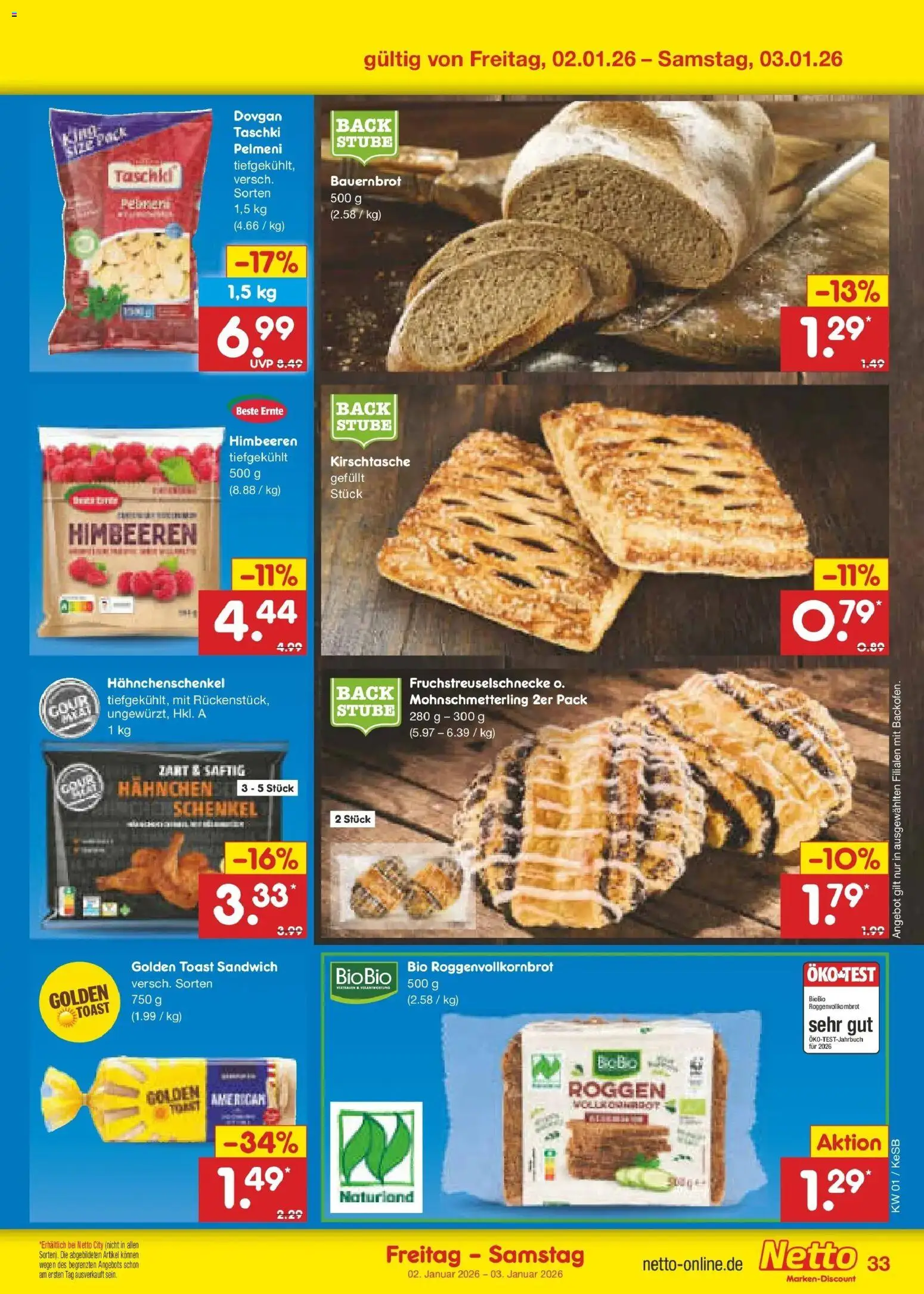 Netto Marken-Discount prospekt Bonn	 – gültig ab 28.12.2025 | Seite: 47 | Produkte: Himbeeren, Hahnchen, Hahnchenschenkel, Toast