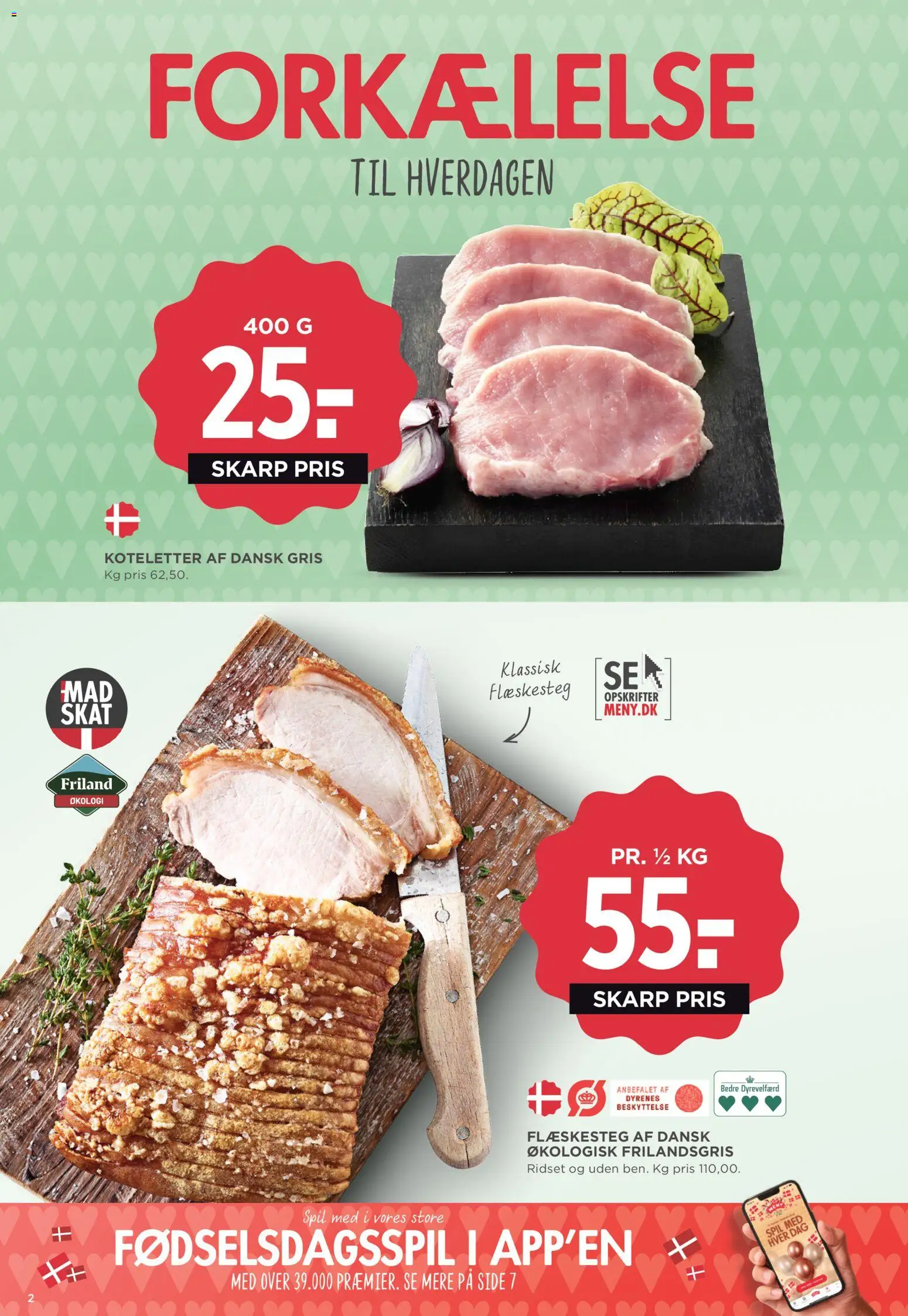 Meny tilbudsavis – gyldig fra 01.05.2026 | Side: 2 | Produkter: Koteletter, Flæskesteg, Spil