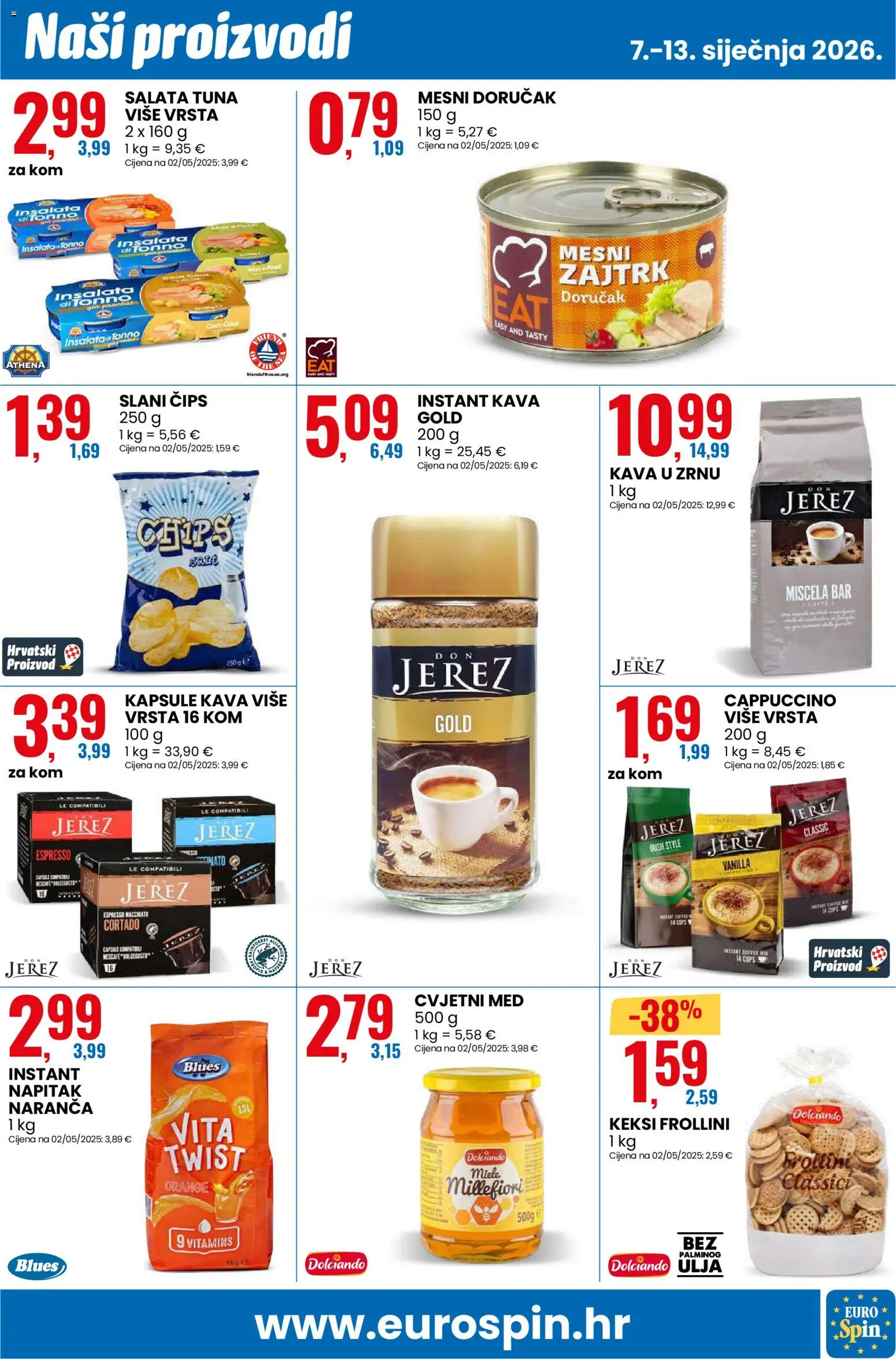 Eurospin katalog | vrijedi od 07.01.2026 | Stranica: 5 | Proizvodi: Kava u zrnu, Kava, Mesni doručak, Tuna