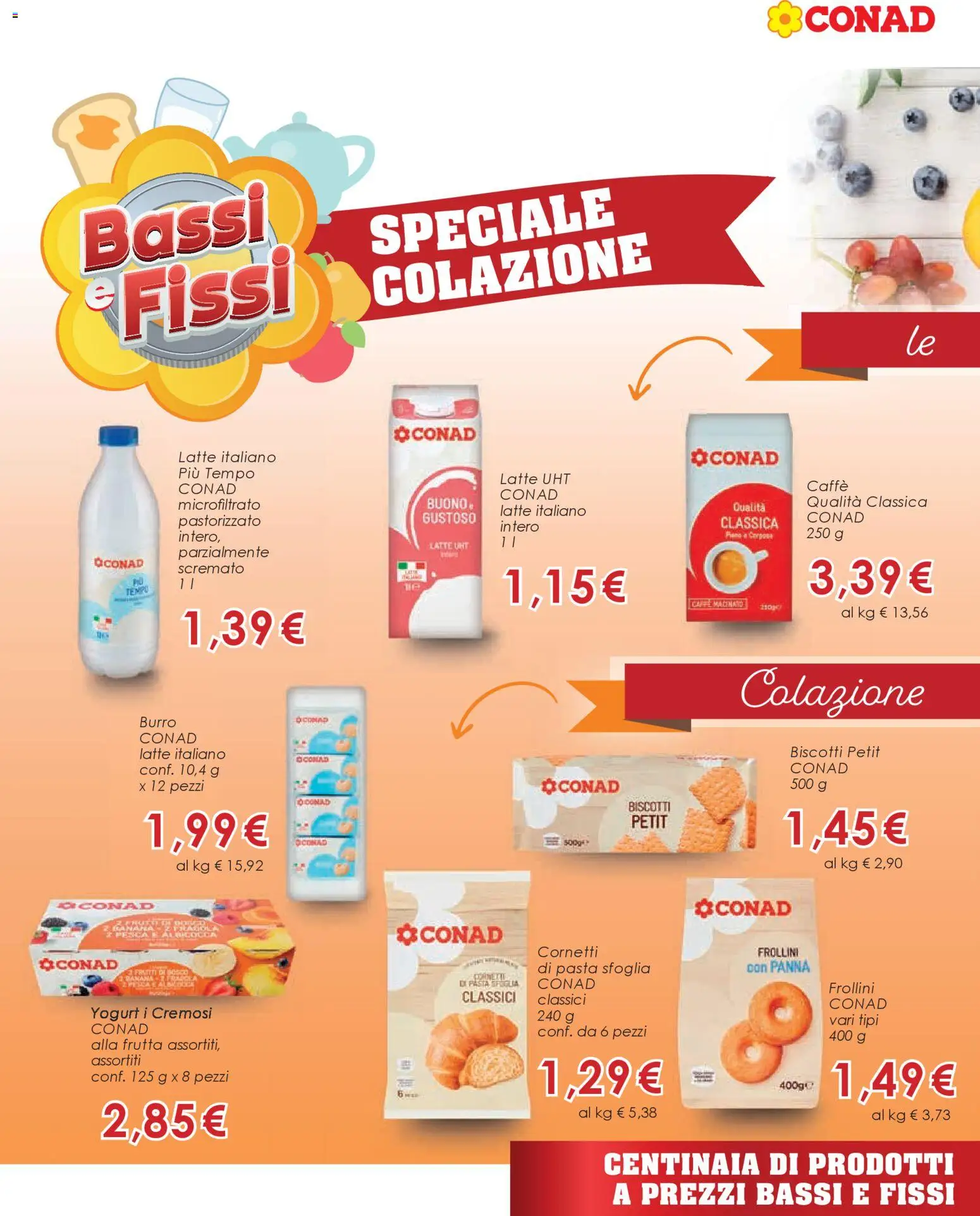 Volantino Conad del 29.10.2025 | Pagina: 4 | Prodotti: Latte, Pasta, Croissant, Frollini