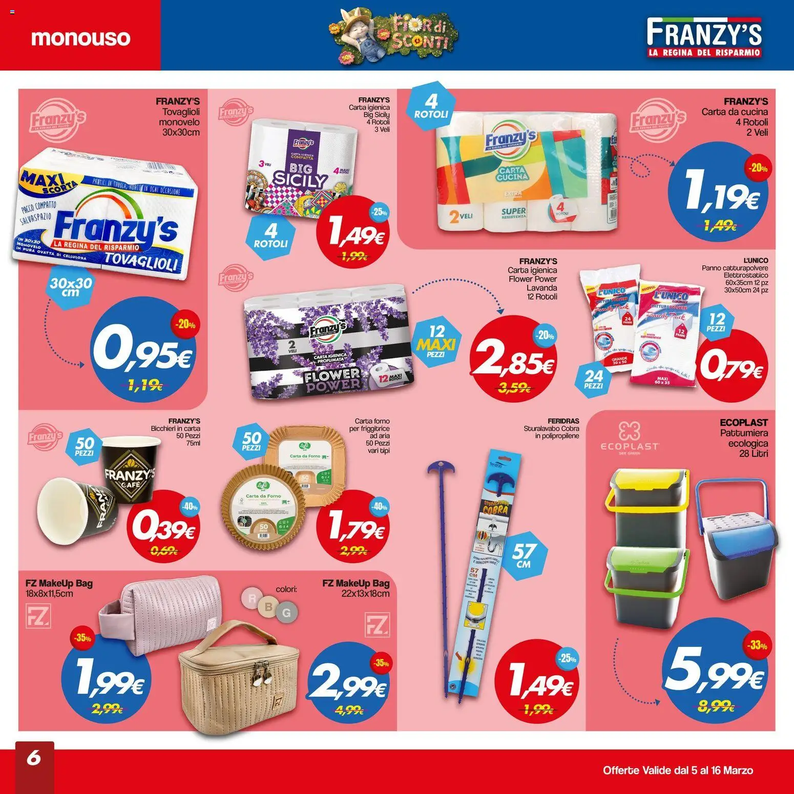 Volantino Franzy's del 05.03.2026 | Pagina: 6 | Prodotti: Carta igienica, Forno, Lavanda, Friggitrice