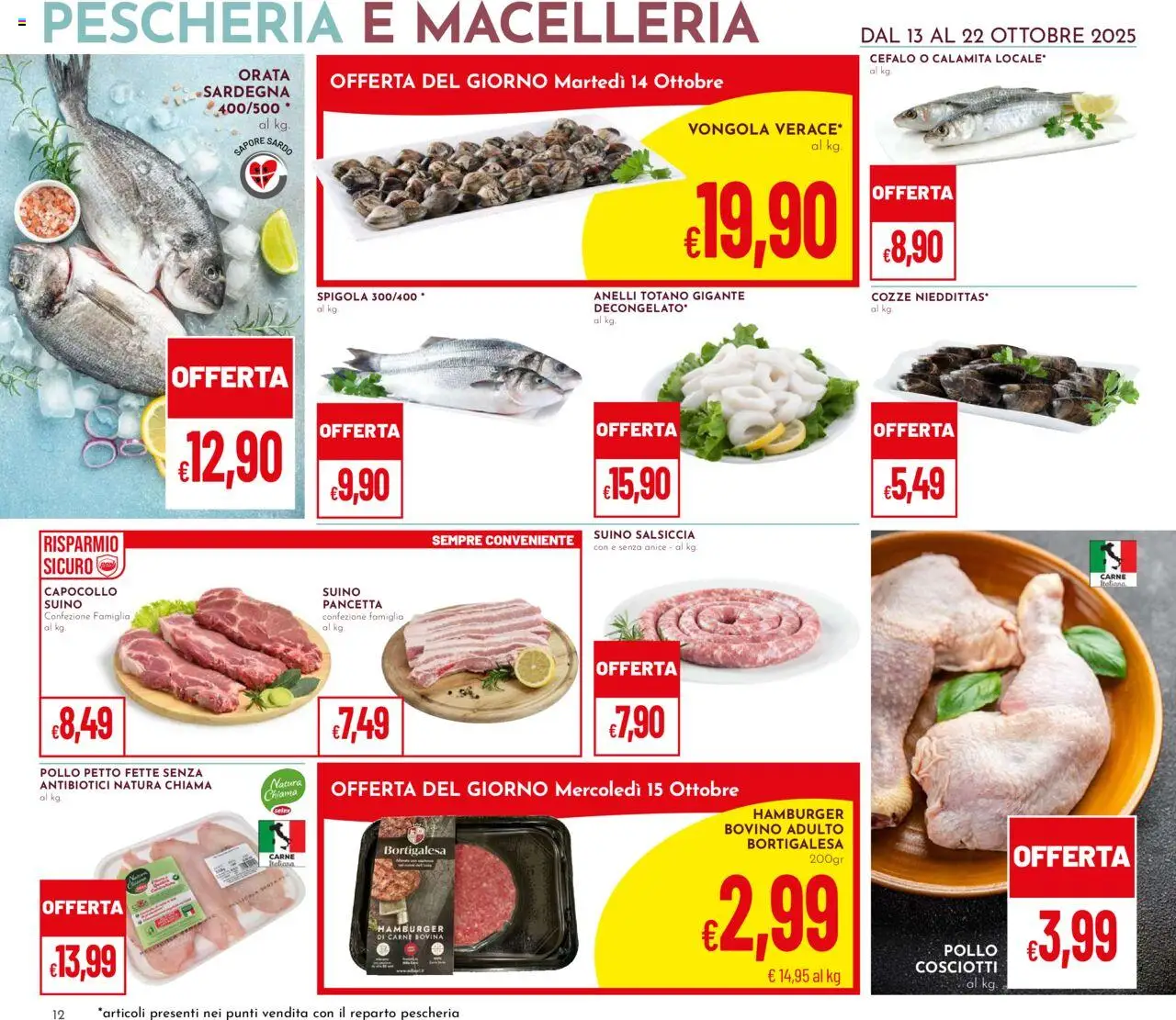 Volantino Pan del 13.10.2025 | Pagina: 12 | Prodotti: Bovino, Pollo, Salsiccia, Spigola