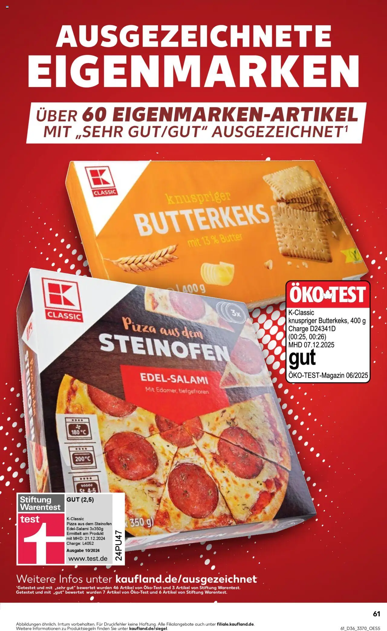 Kaufland prospekt Frankfurt (Oder)	 – gültig ab 04.09.2025 | Seite: 61 | Produkte: Butter, Pizza
