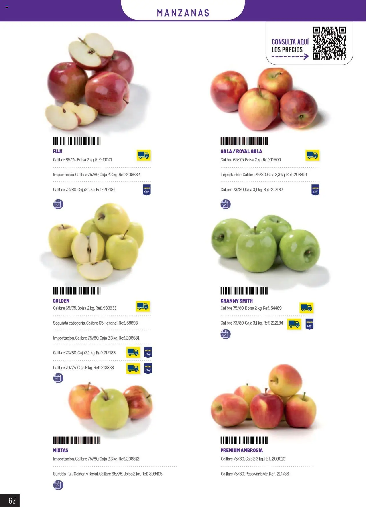 Makro catálogo │ válido desde el 01.01.2025 | Página: 62 | Productos: Manzanas, Bolsa, Peso, Caja