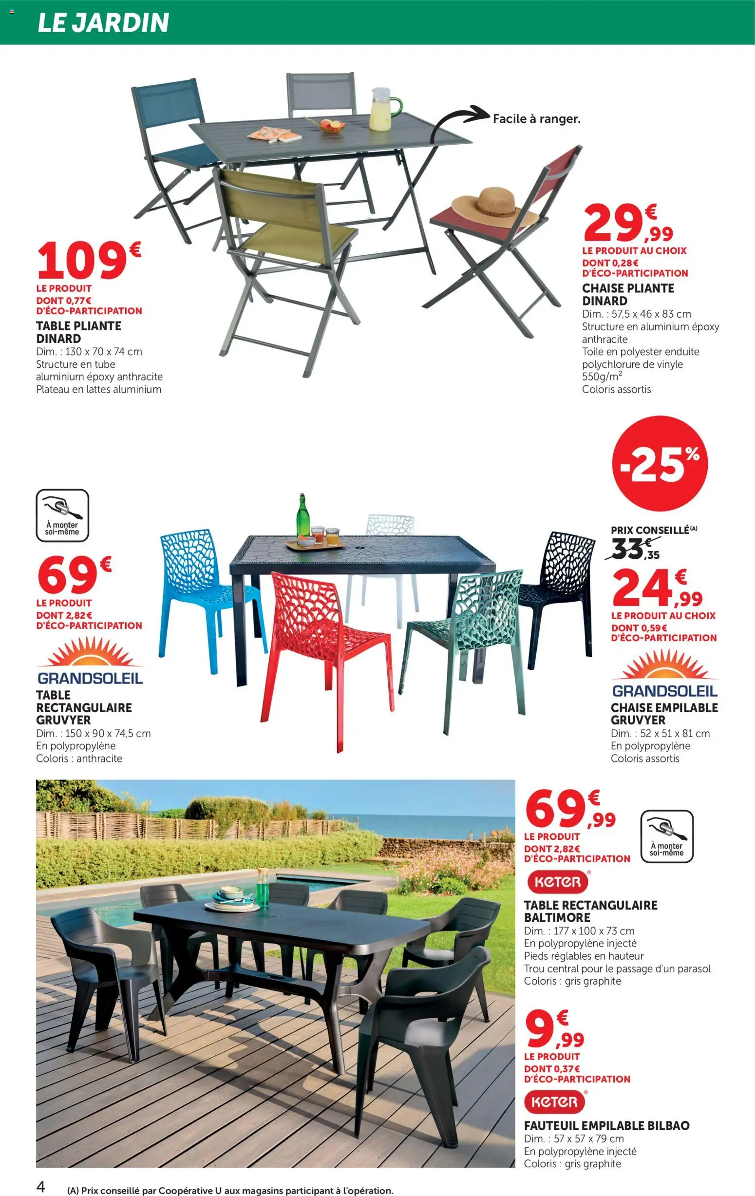 {H1} | Page: 4 | Produits: Plateau, Chaise pliante, Table, Chaise