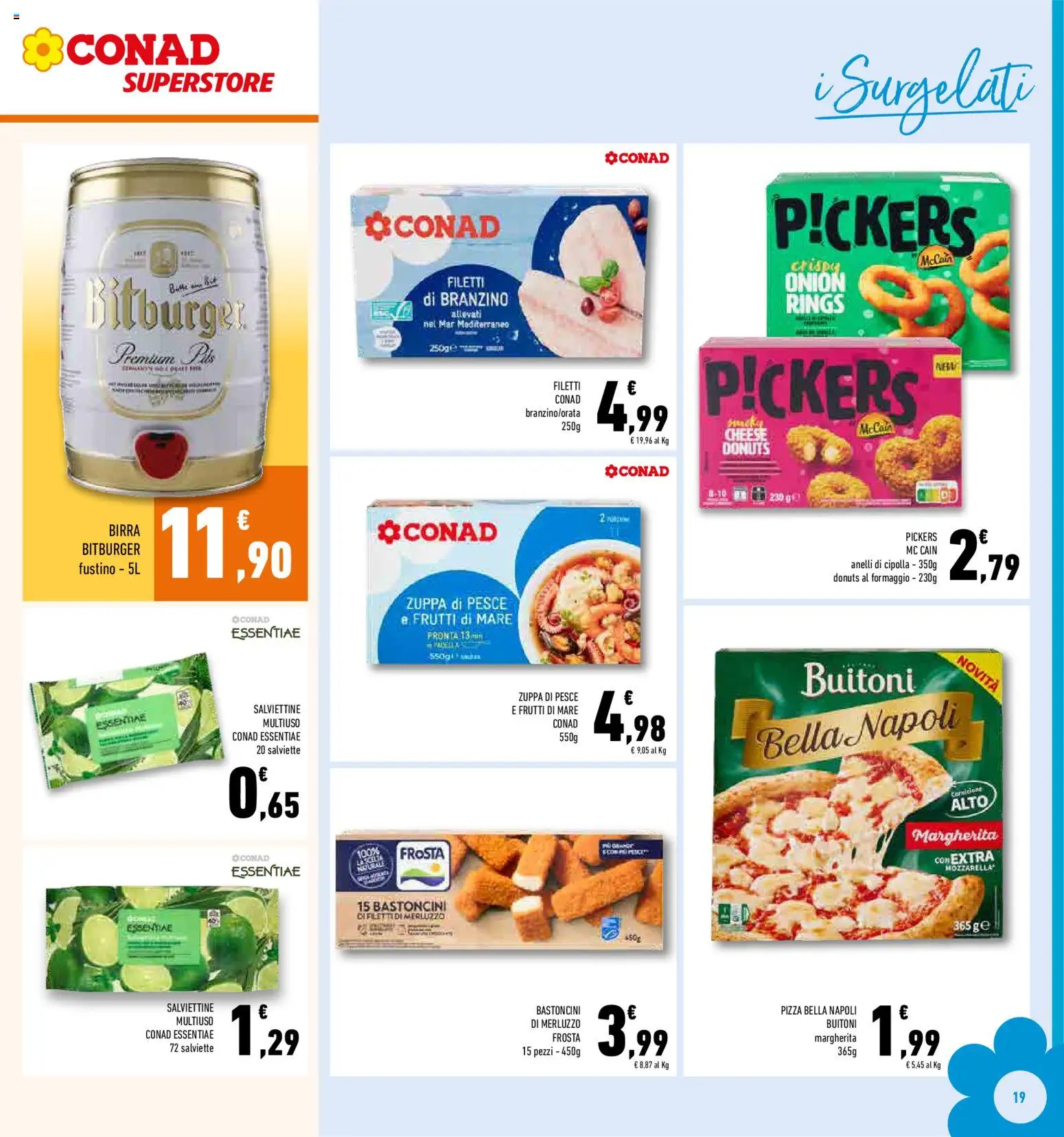 Volantino Conad del 27.12.2025 | Pagina: 19 | Prodotti: Birra, Merluzzo, Frutti di mare, Formaggio