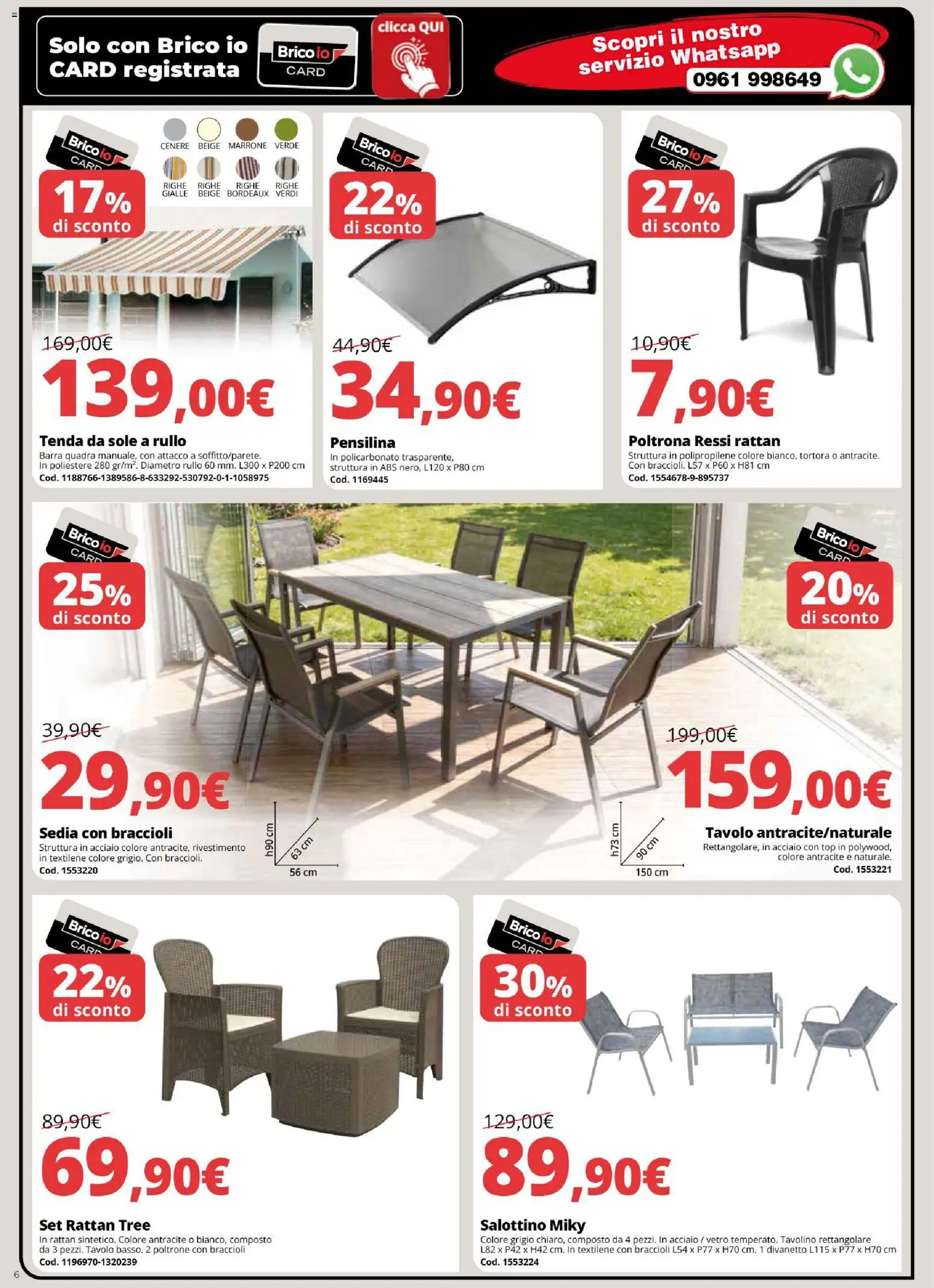 Volantino Brico io del 05.03.2026 | Pagina: 6 | Prodotti: Rullo, Top, Tavolo, Sedia