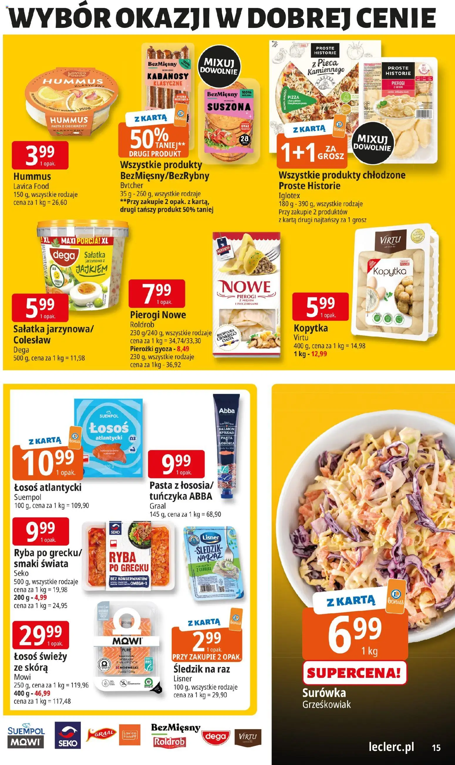 E.Leclerc Gazetka - Kłodzko od 18.11.2025 | Strona: 15 | Produkty: Pierogi z mięsem, Łosoś, Hummus, Kopytka