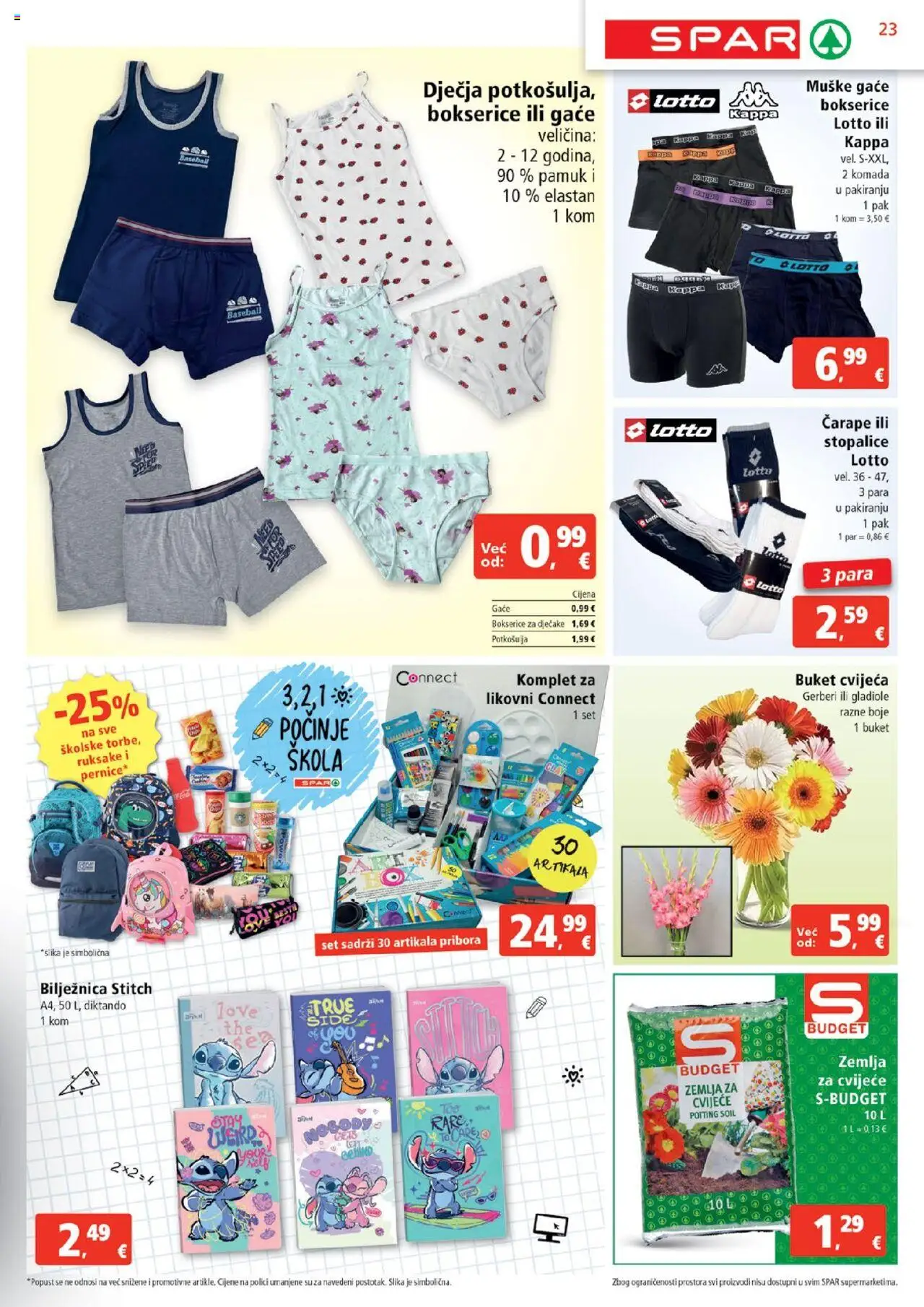Spar katalog | vrijedi od 27.08.2025 | Stranica: 23 | Proizvodi: Cvijeće, Čarape, Bokserice, Bilježnica