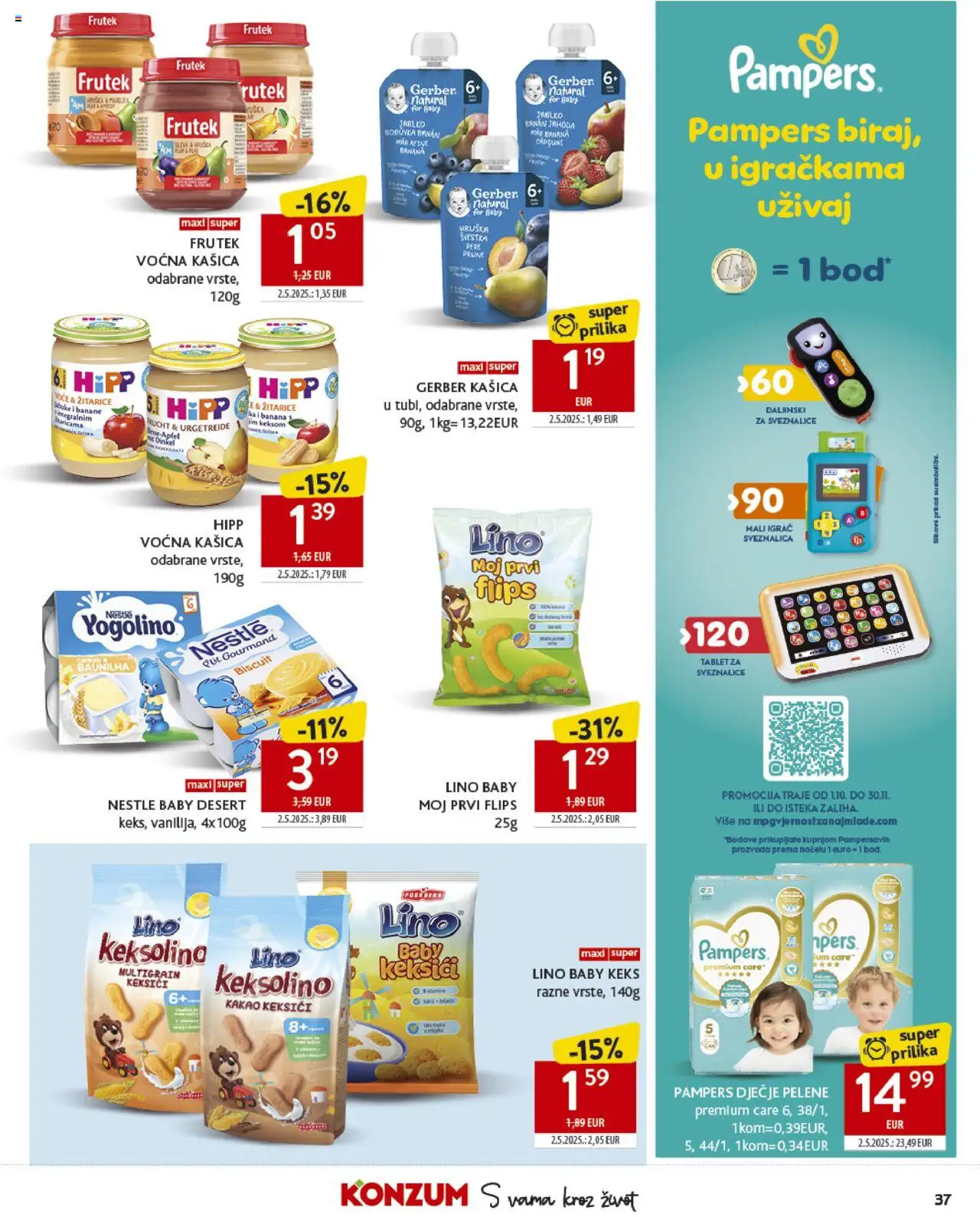 Konzum katalog | vrijedi od 08.10.2025 | Stranica: 37 | Proizvodi: Žitarice, Keks, Kakao, Pampers