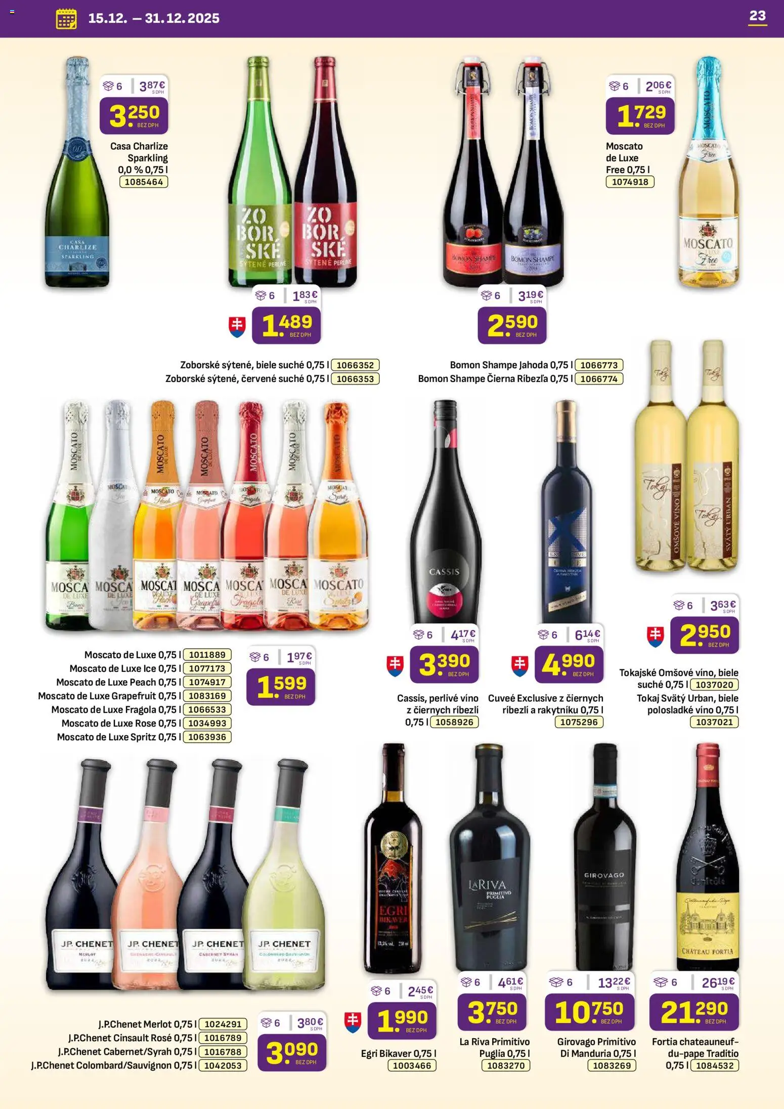 Nové Libex akcie – leták je platný od 15.12.2025 | Strana: 23 | Produkty: Víno, Grapefruit, Perlivé víno