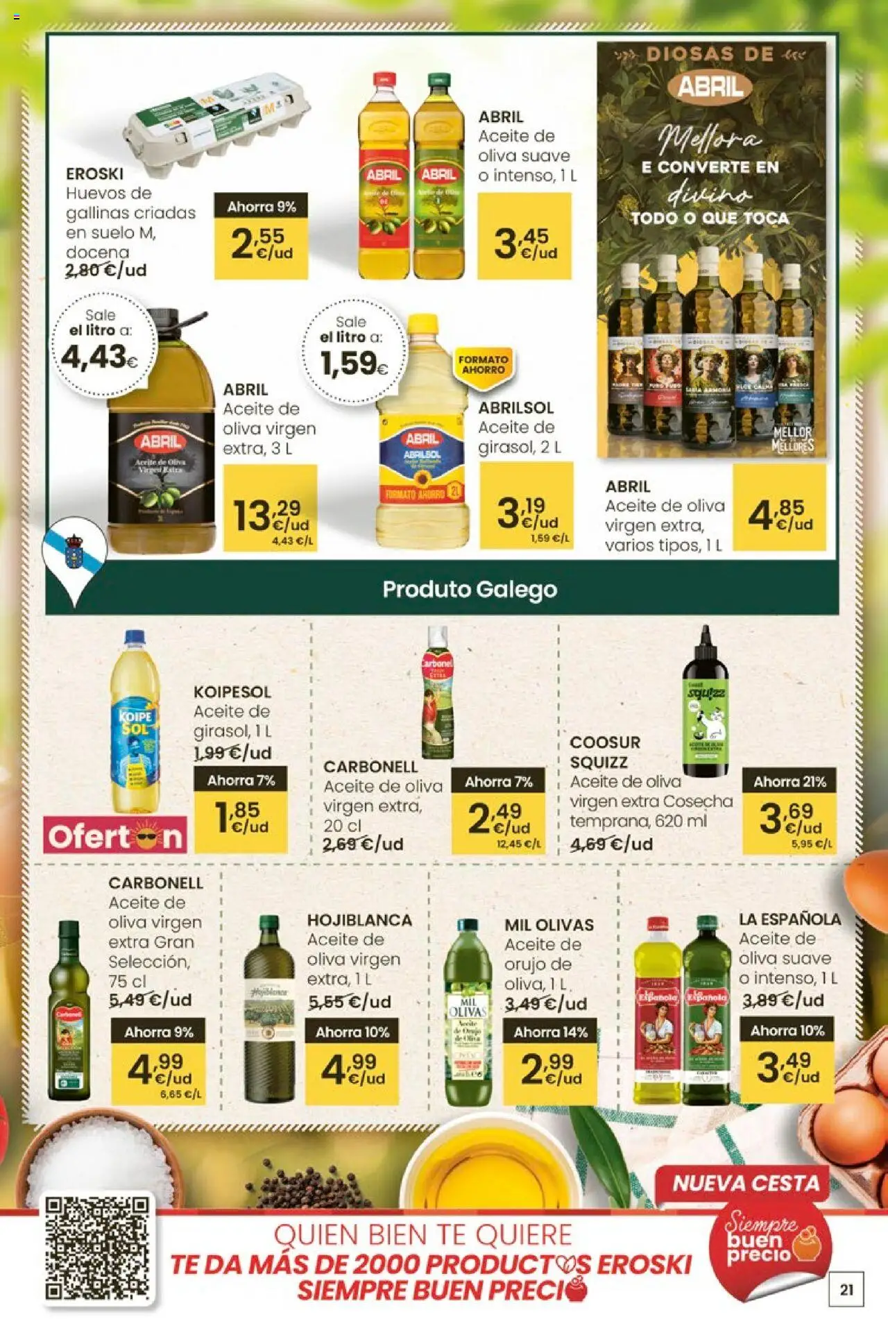 Eroski - Ofertons para conquistarte │ válido desde el 14.08.2025 | Página: 21 | Productos: Huevos, Aceite, Té, Aceite de oliva